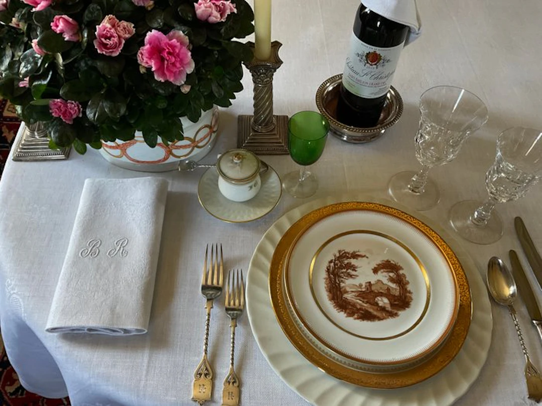 6 Early Damask linen napkins with B.R. initials. - Napkin - 57 cm - 65 cm