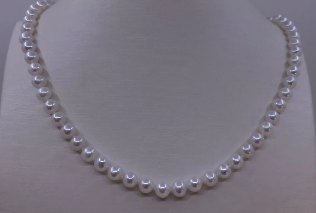 No reserve price - Necklace Silver - 6x7mm Edison Pearls