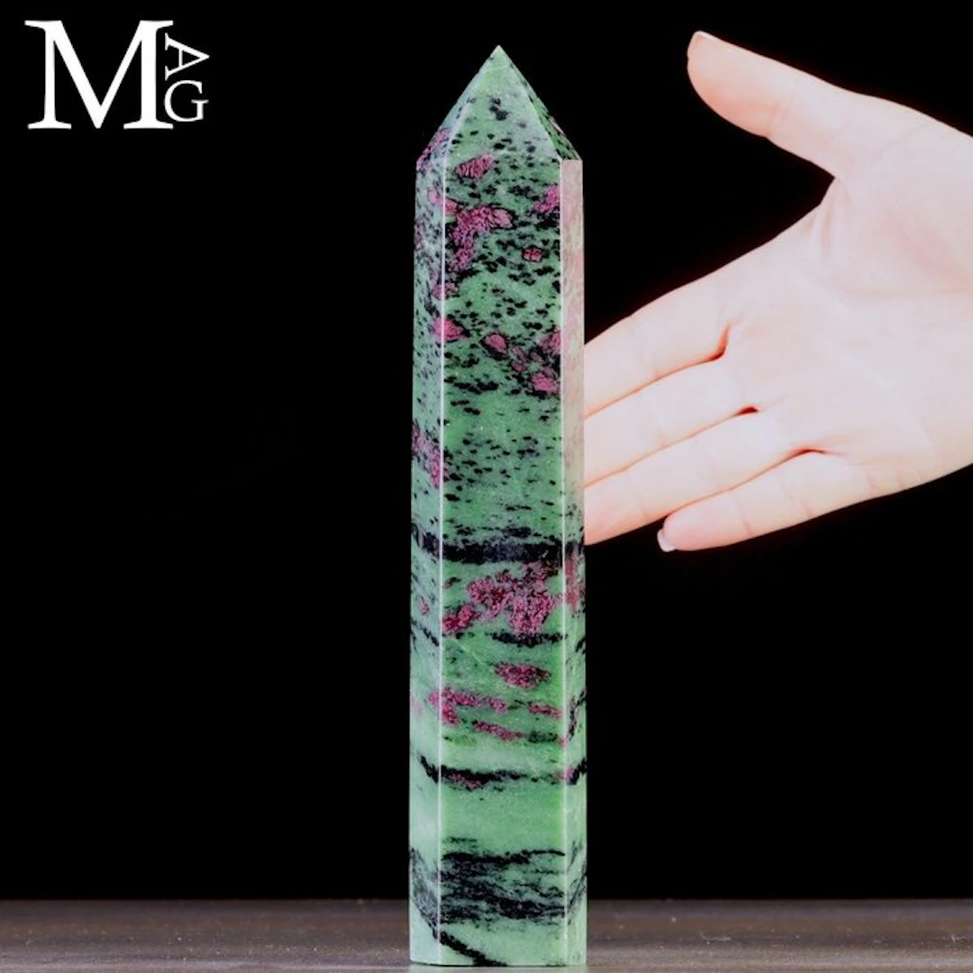 Magenta Ruby in Green Zoisite Polished Obelisk a Unique...