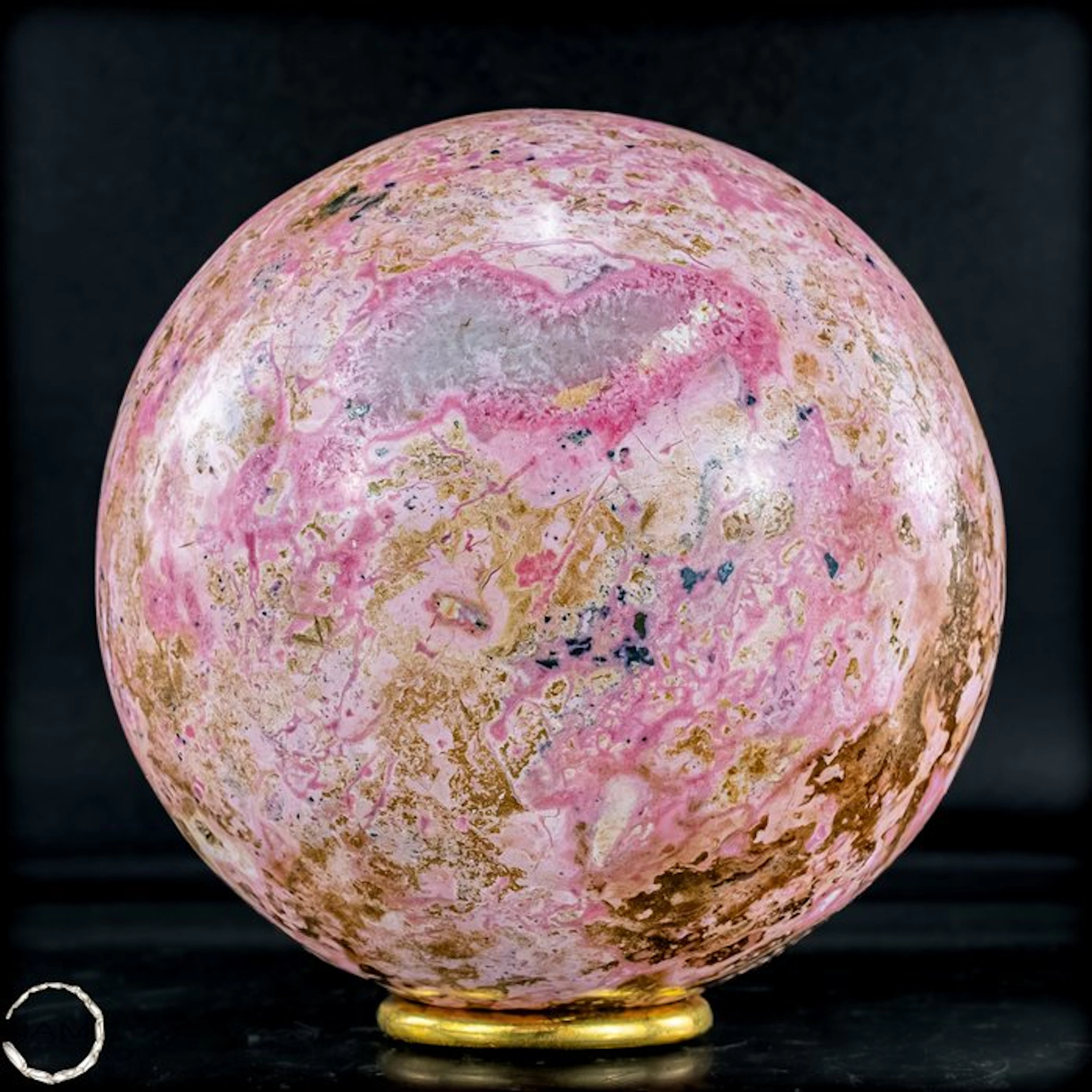Natural rhodochrosite sphere – Delicate rosé with vibrant...