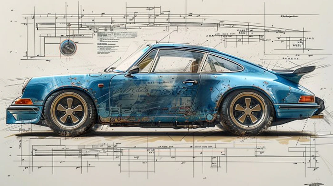 CREATIVE_HUB - PORSCHE 911 BLUE DIAGRAM