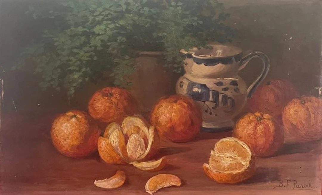 Italian school (XX) - Natura morta frutta e oggetti