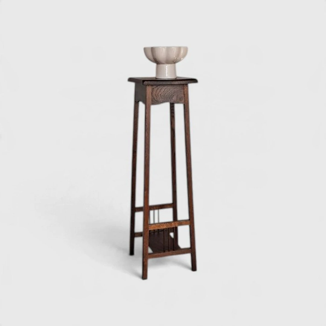 Side table - Oak wood - Pedestal Plant Table