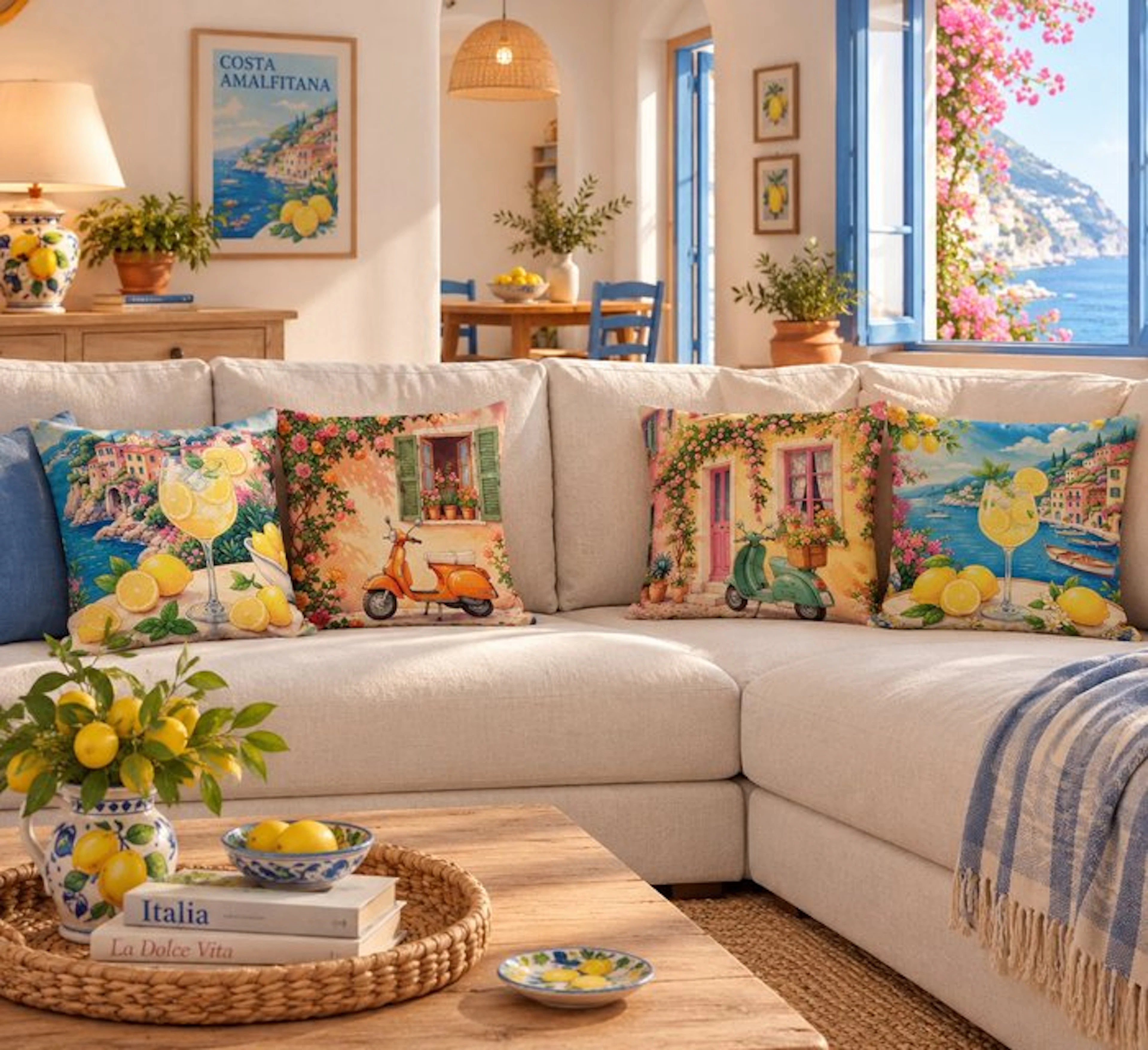 Exclusive Chic Italian Style Pillowcases | Sicilian Lemons Set