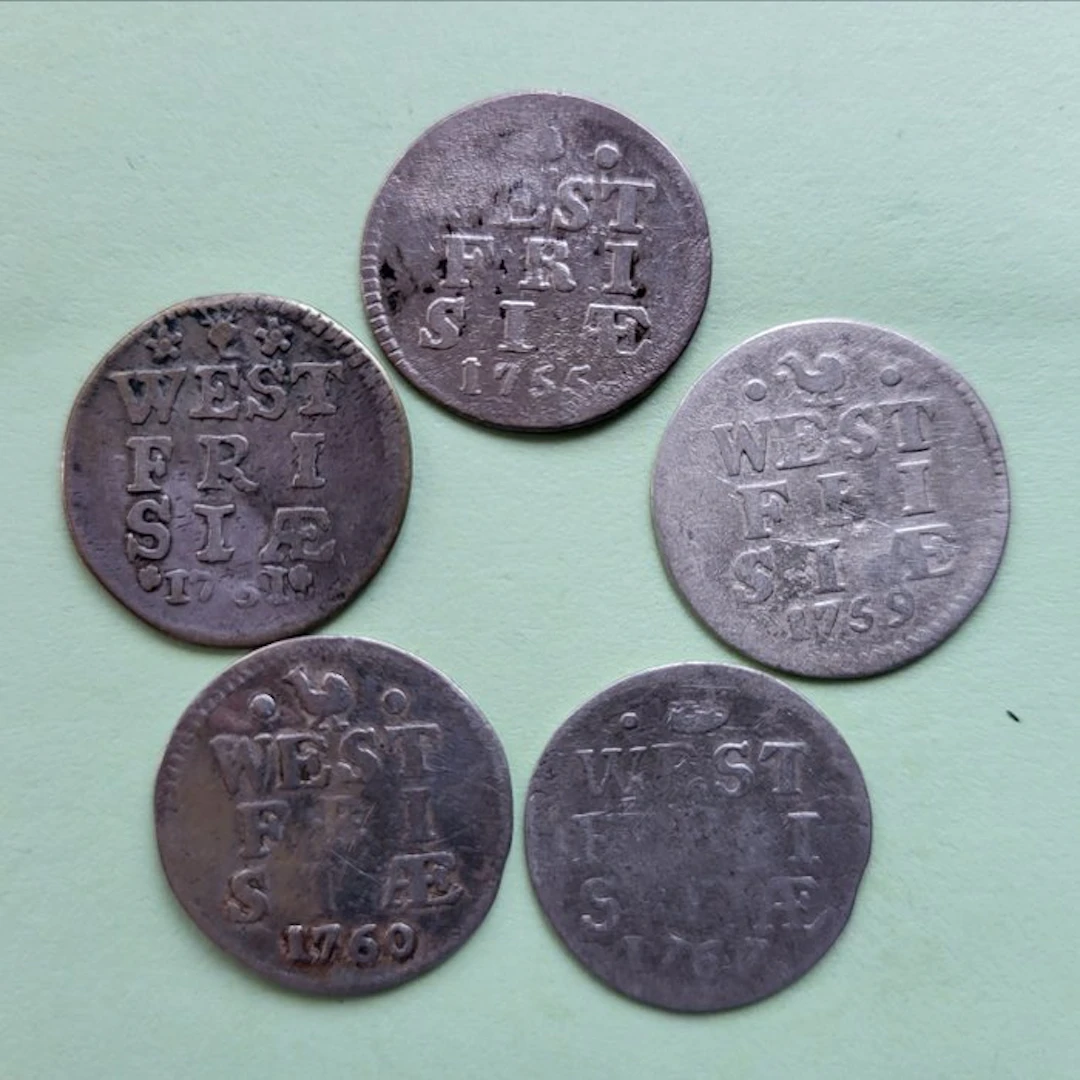 Netherlands, Provincial coins 2 Stuivers 1731/1767, 5 stuks (No reserve price)
