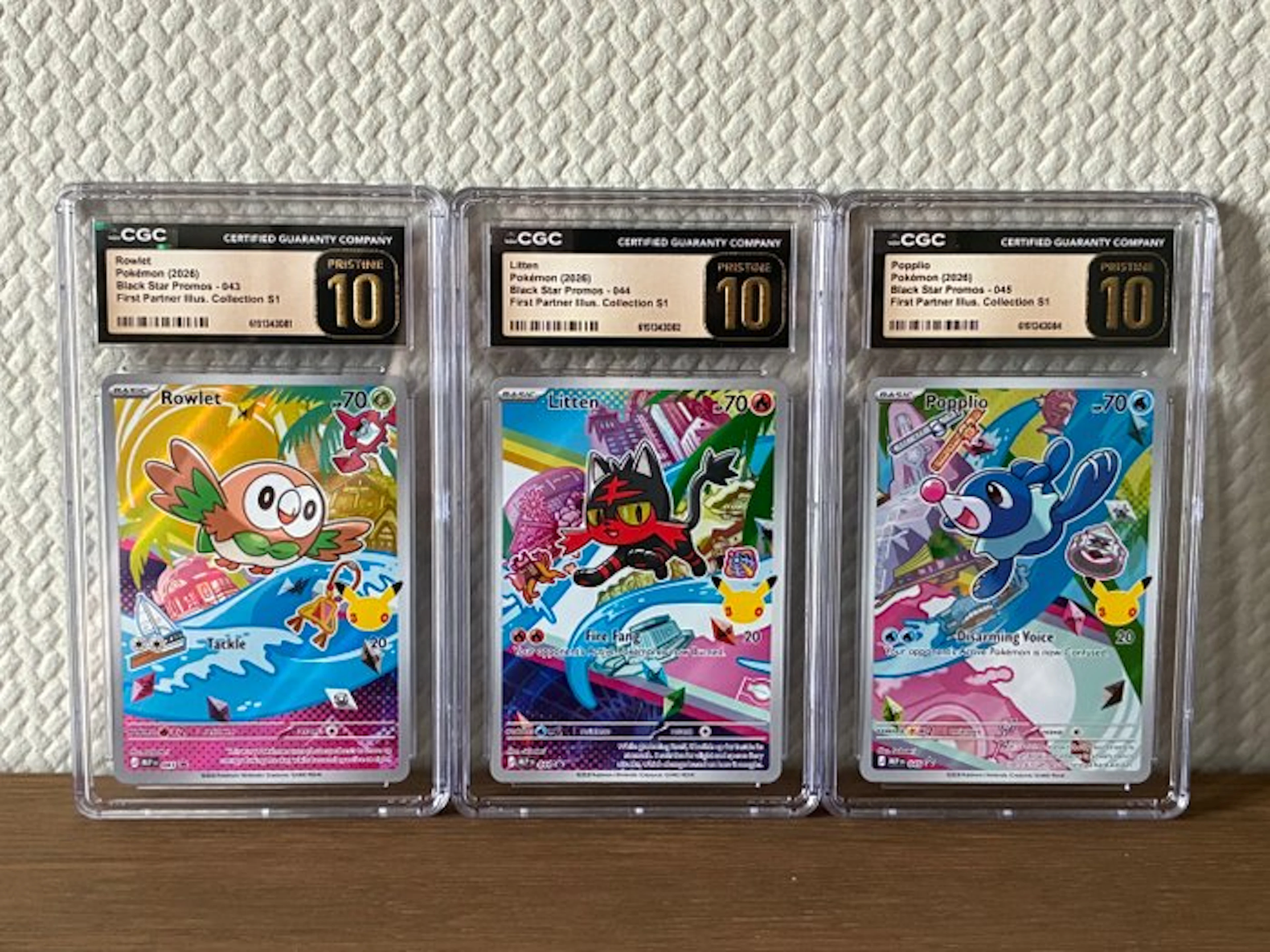 Pokémon - 3 Graded card - Rowlet & Litten & Popplio 043 / 044 / 045 Promo card
