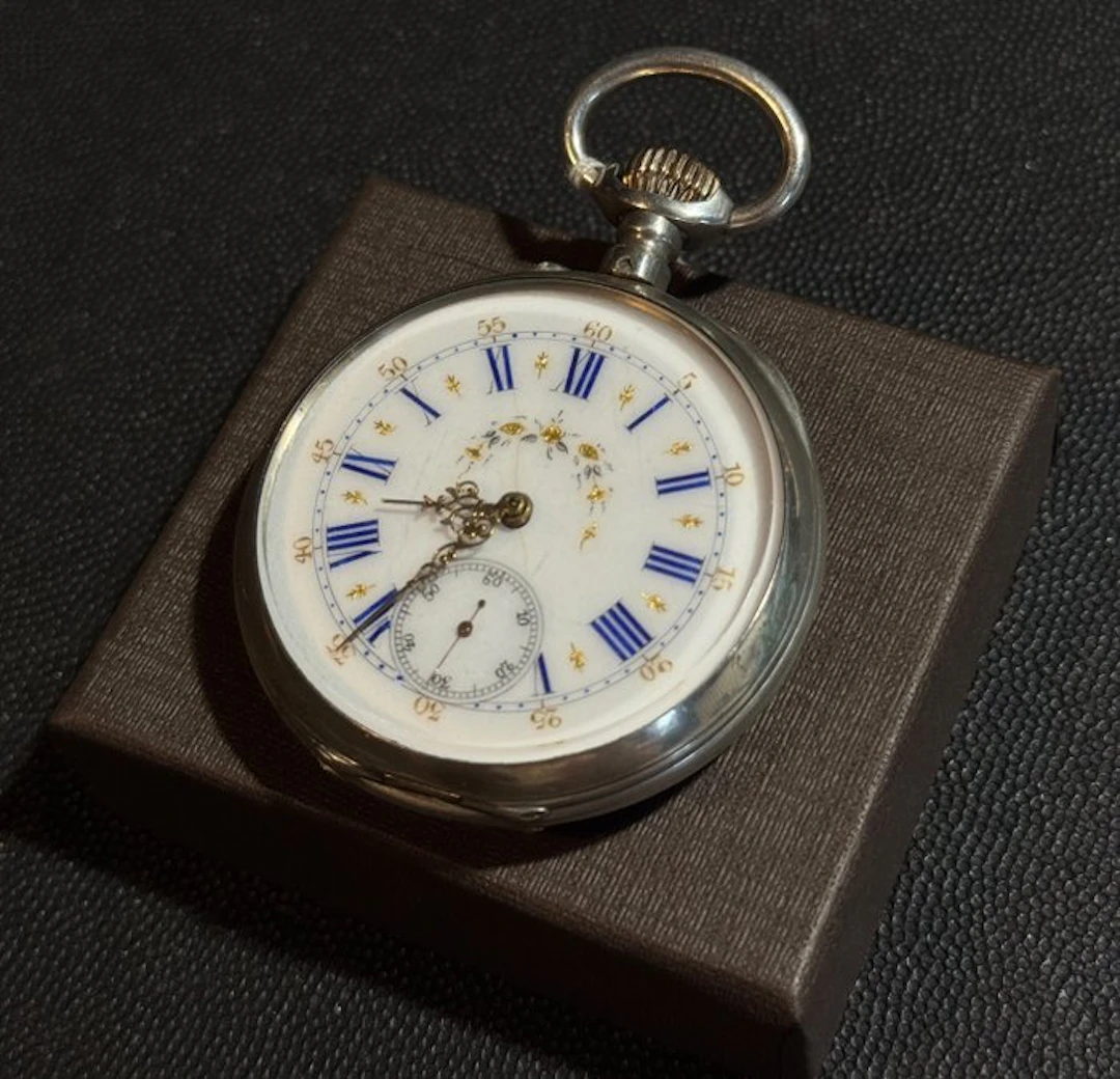 French Silver Pocket Watch with Swiss 15-Jewel Movement - 1900-1949