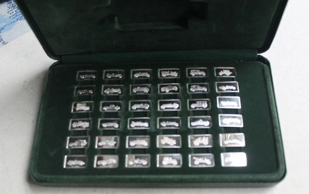 World. Silver bar Franklin Mint - Berühmte Automobile Set - 36 Stück Silber