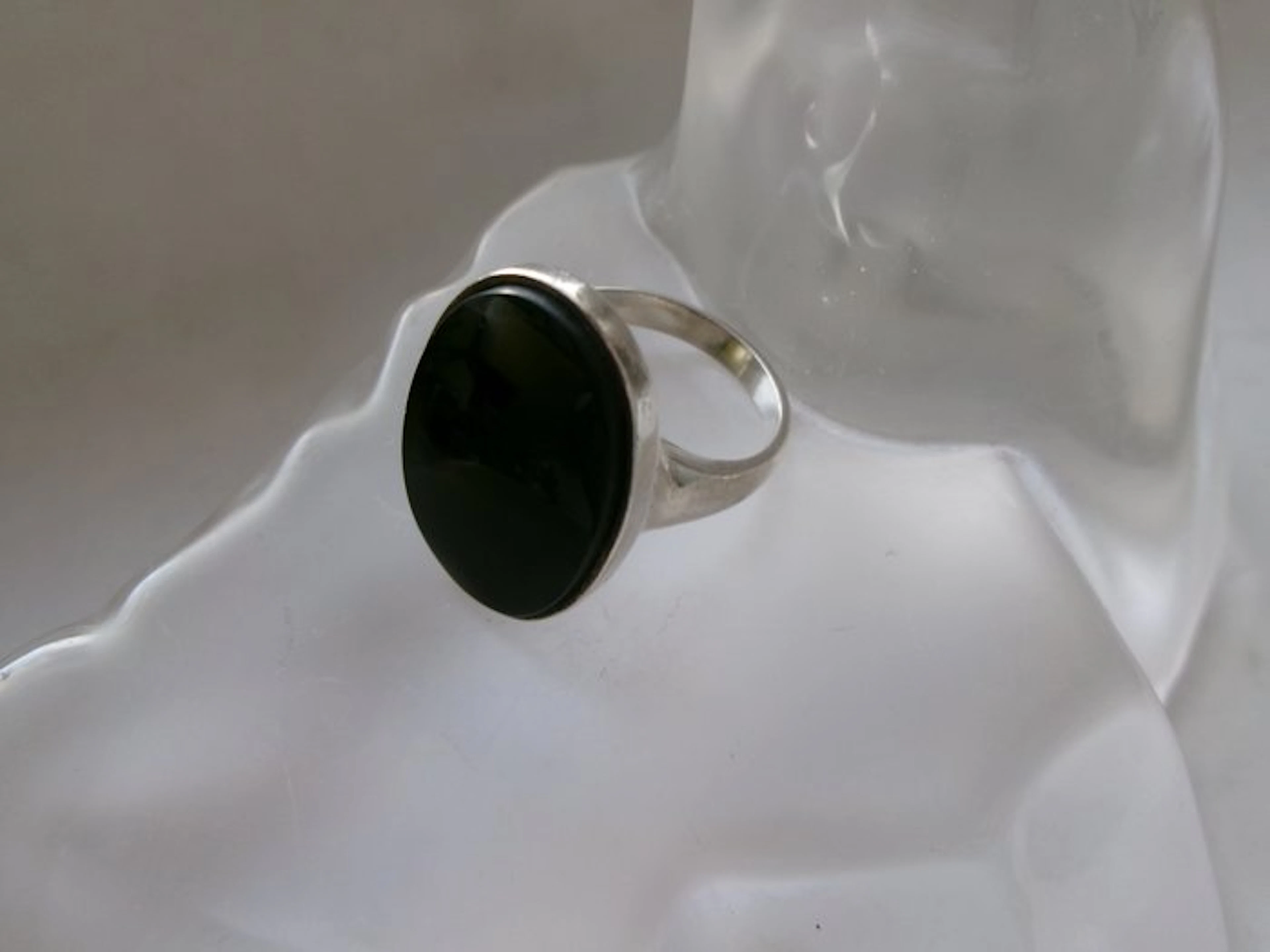 Silver, Onyx - Ring - Art Deco Style