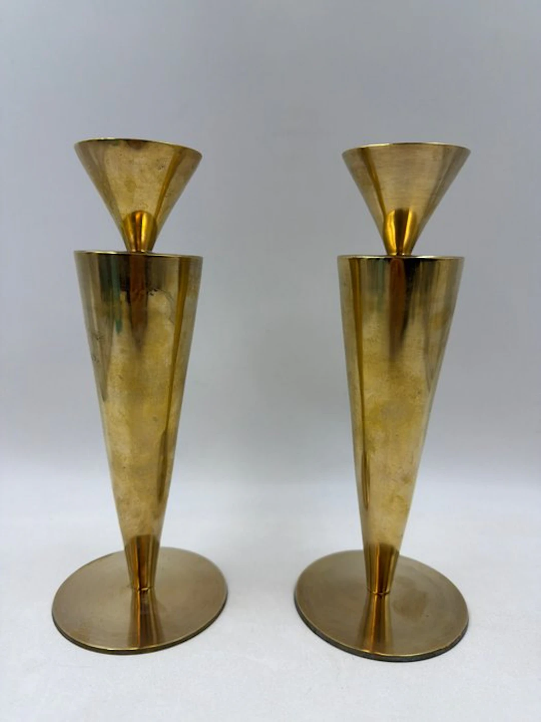 Taperstick - Brass - Pair of Art Deco candle holders