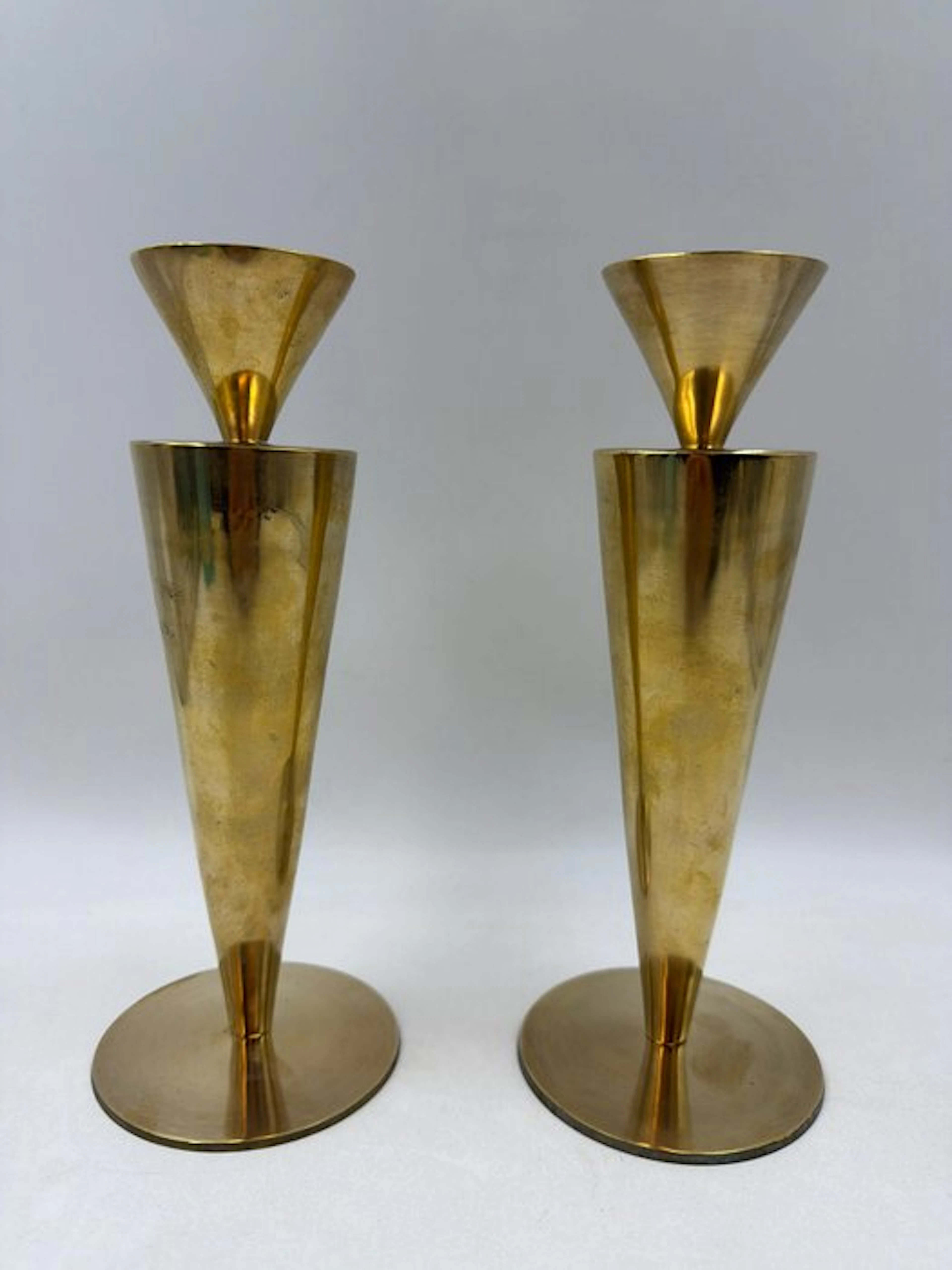 Taperstick - Brass - Pair of Art Deco candle holders