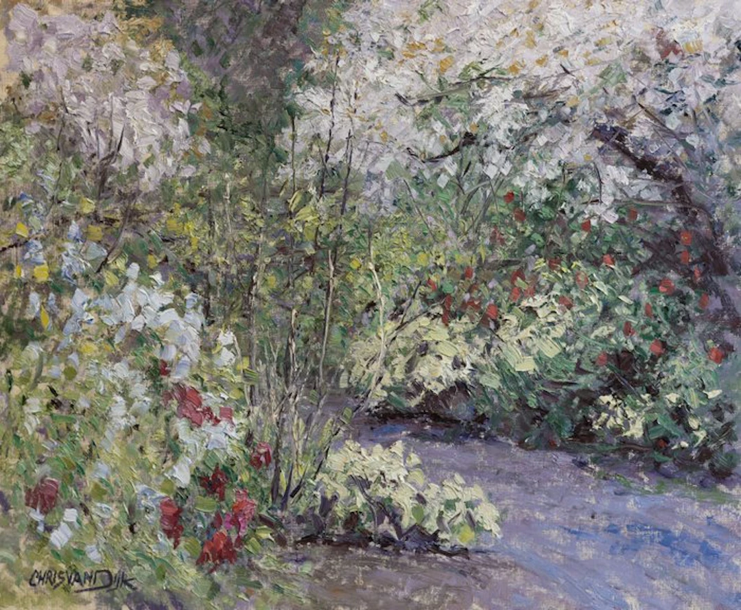 Chris van Dijk (1952) Impressionist - " Jardin à Avallon "