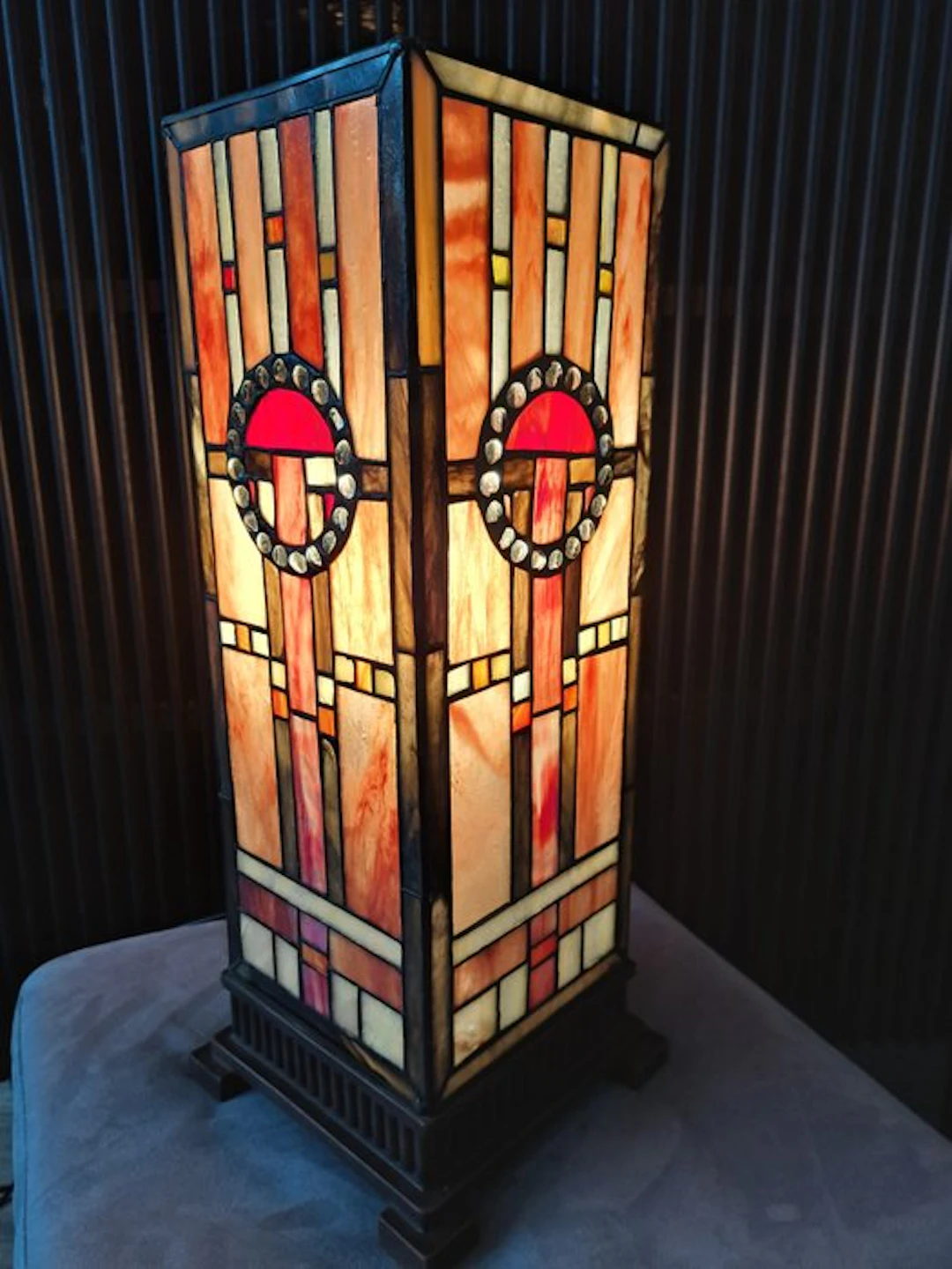 Lumilamp - Tiffany stijl tafellamp windlicht glas in lood...