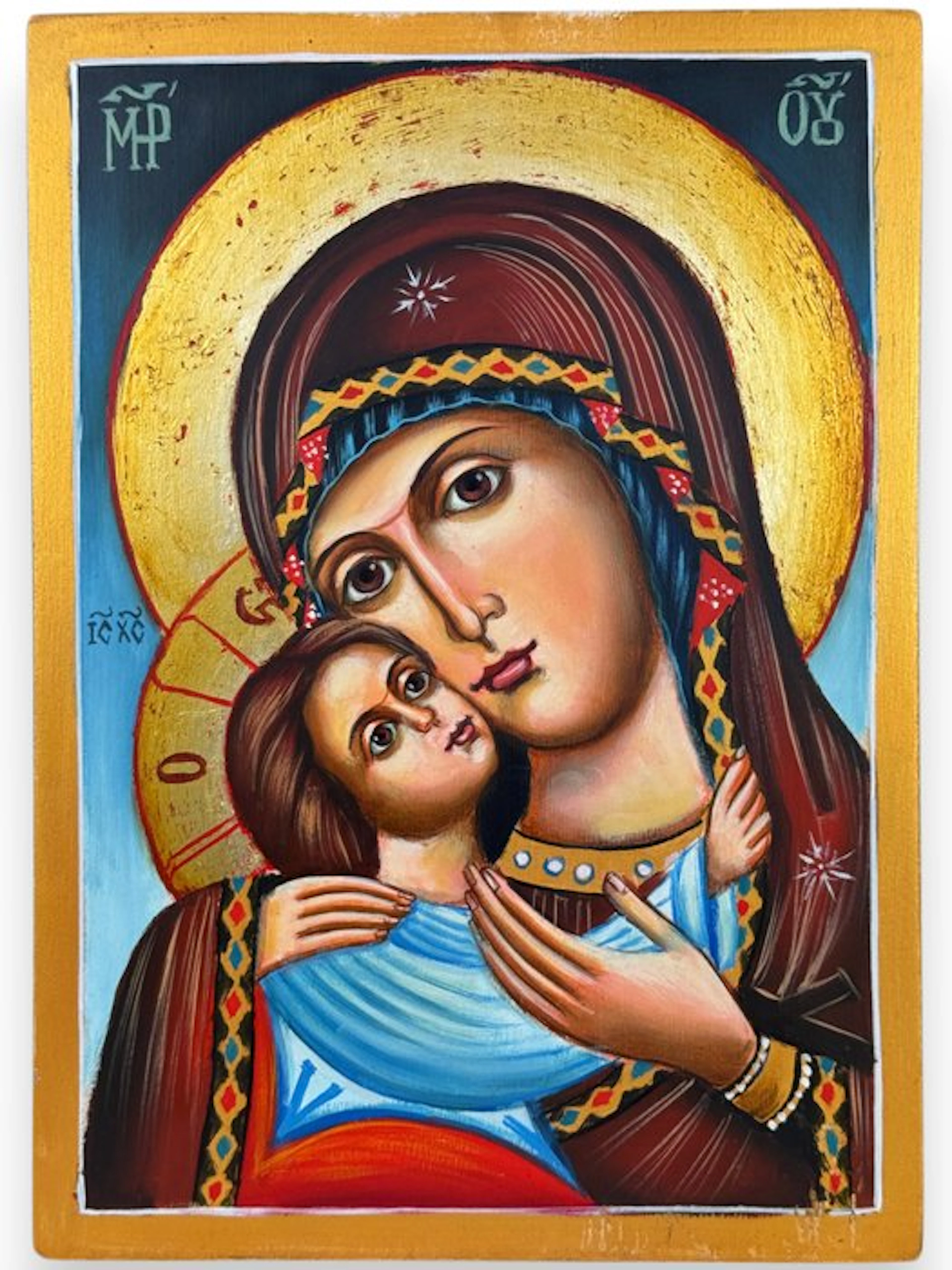 Icon - Mother of God Eleusa - Tempera on canvas on panel - Bulgaria - 31x22 cm