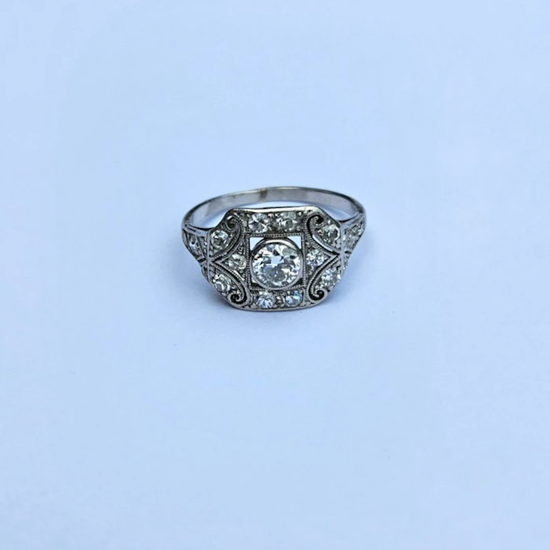 Engagement ring - 18 kt. White gold - 0,50ct. tw. Diamond (Natural) - Diamond