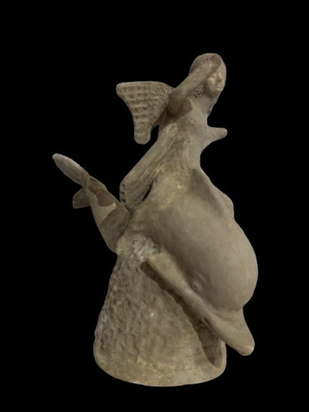 Replica of an Ancient Greek Terracotta Eros riding a dolphin - 27 cm