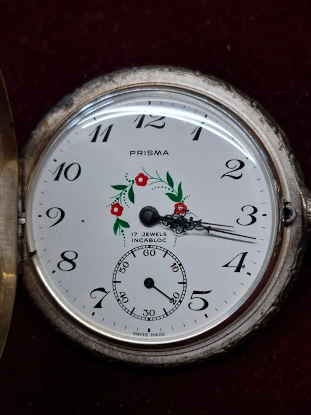 Zakhorloge Prisma Prachtige klok - Prachtige deksel - met ketting - 1970-1979