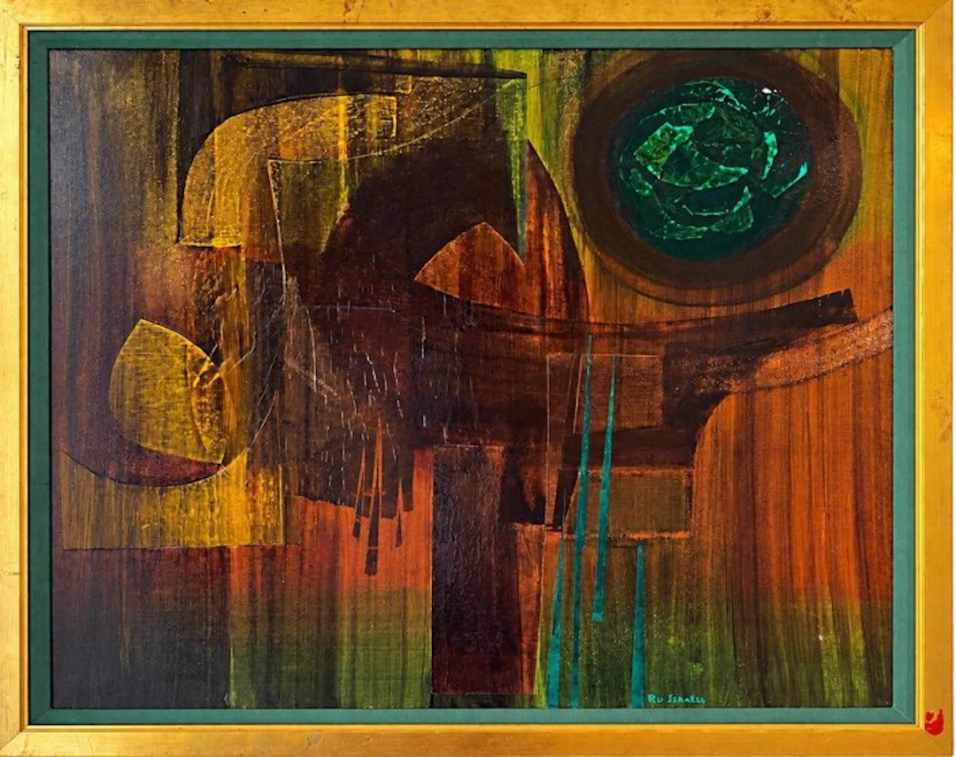 Rudolf Israëls (1912-1990) - Abstracte compositie in oker en smaragd - XL