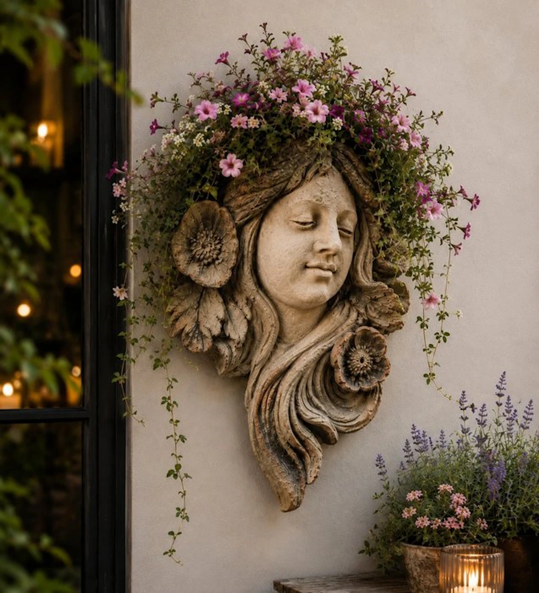 Flower pot - Resin - Art Nouveau wall planter