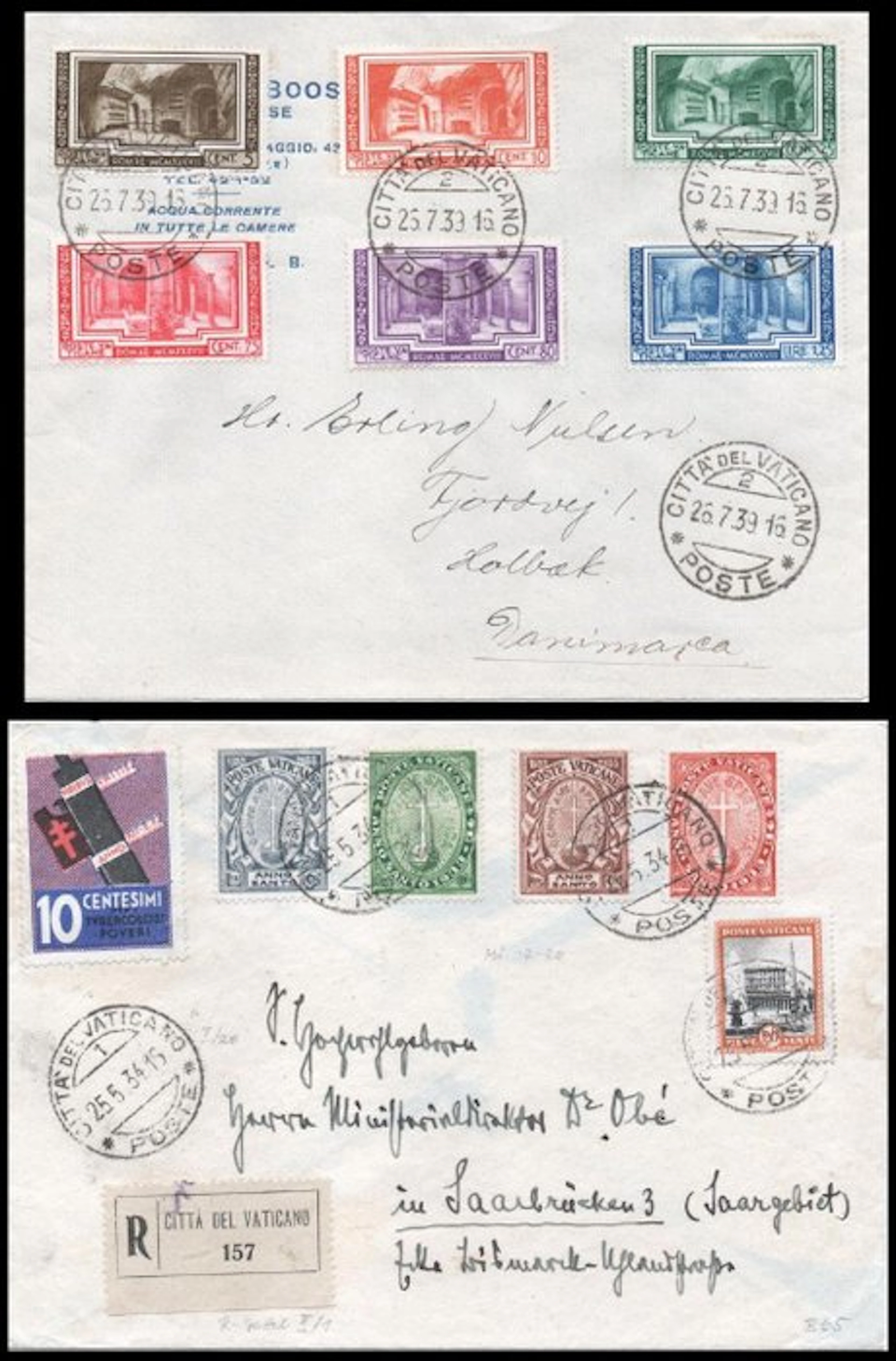 Vatican City 1934/1939 - Two letters traveled with full...