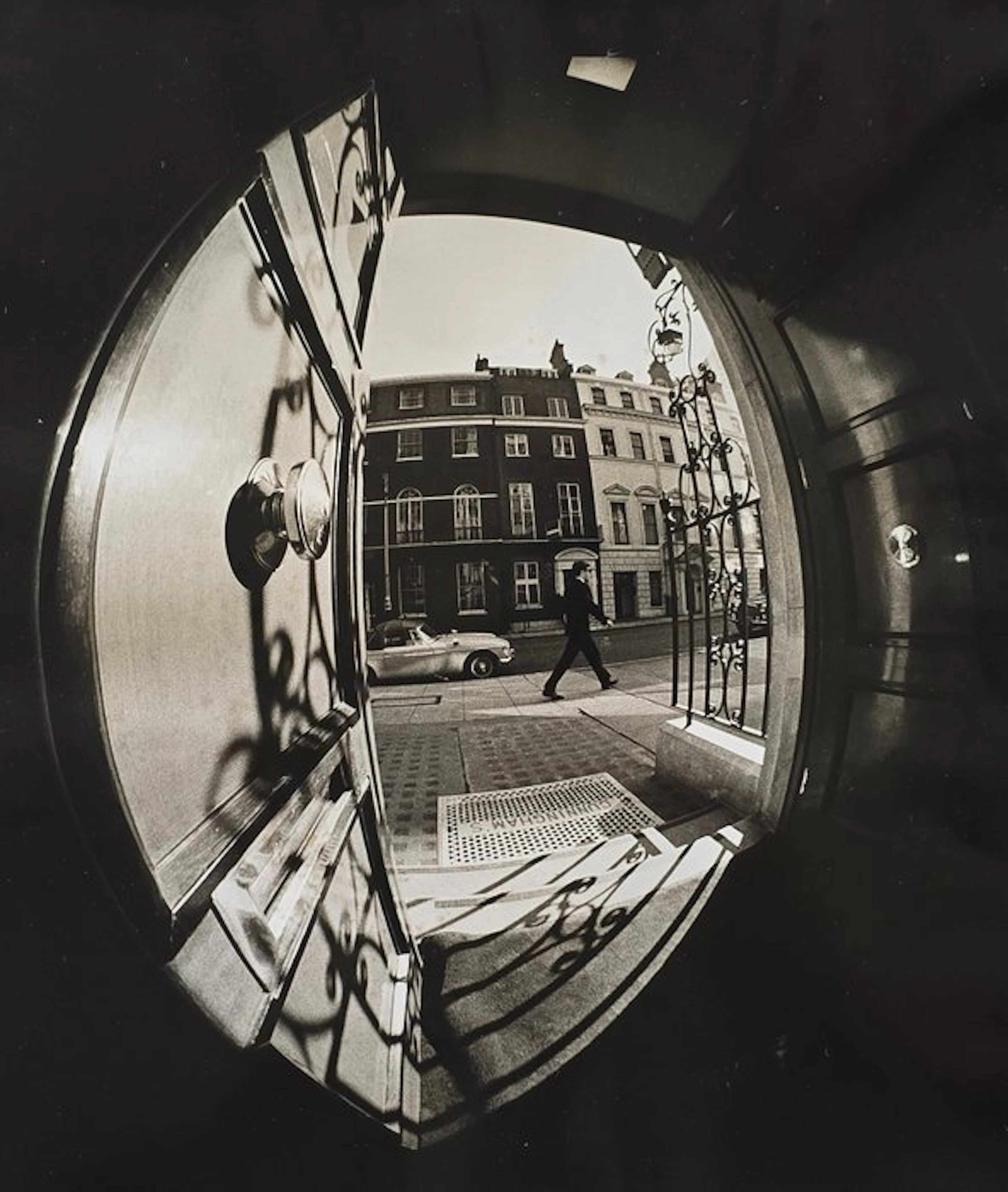 Michael Joseph (1941-) - Leaving London Club Fisheye - unique darkroom print