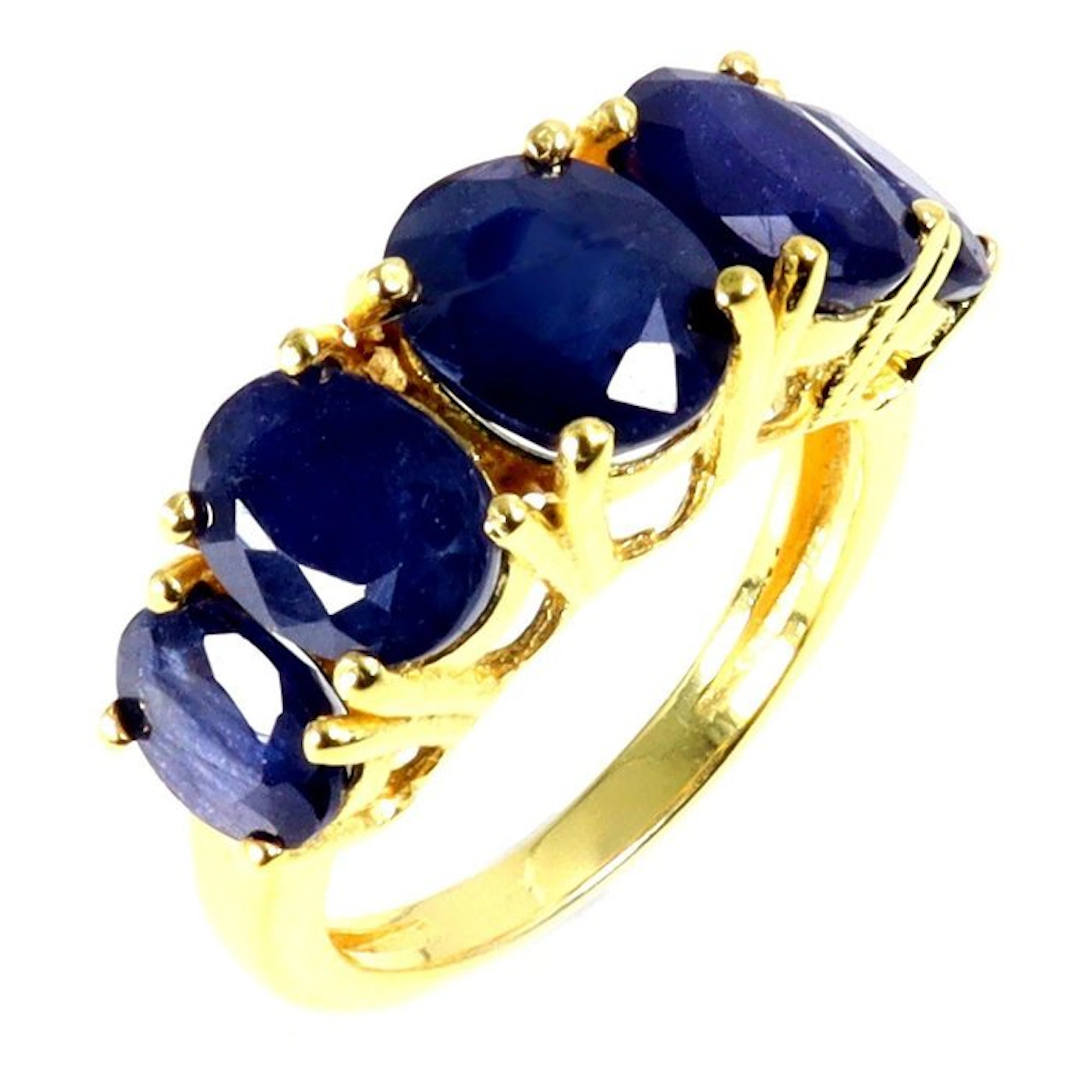 No reserve price - Ring Yellow Gold plated, 925 Silver Sapphire