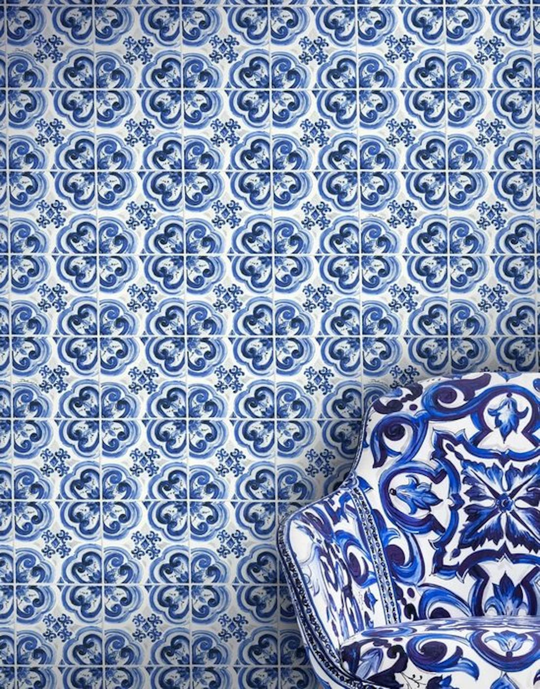 Blue Maiolica – Mediterranean Elegance - Textile - 280 cm - 250 cm