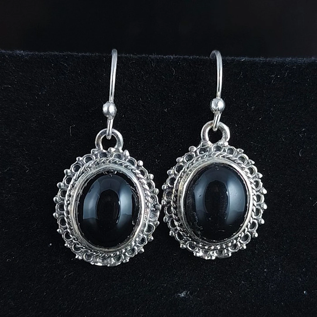 Silver - Earrings - Jet Black Sterling Silver