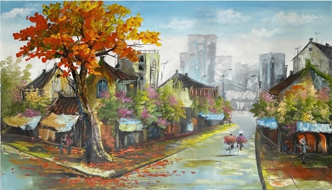 Hung Richard - Murmures d'une cité en fleurs ↑100 →180 cm → Starting price 1€ ✓