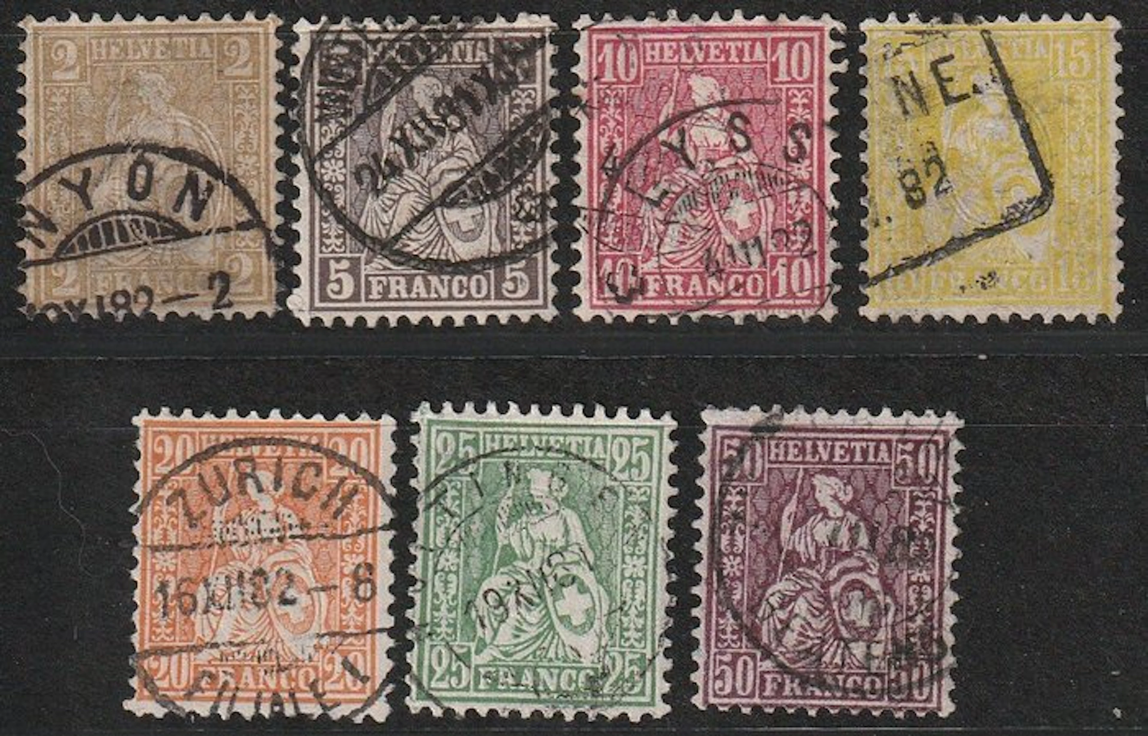 Switzerland 1882 - Sitting Helvetia; on fiber paper, with 2 certificates.