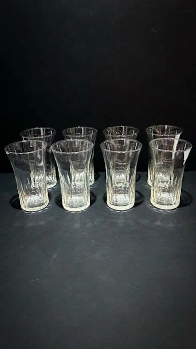 Val Saint Lambert - Drinking glass (8) - Mery Esneux - faceted crystal