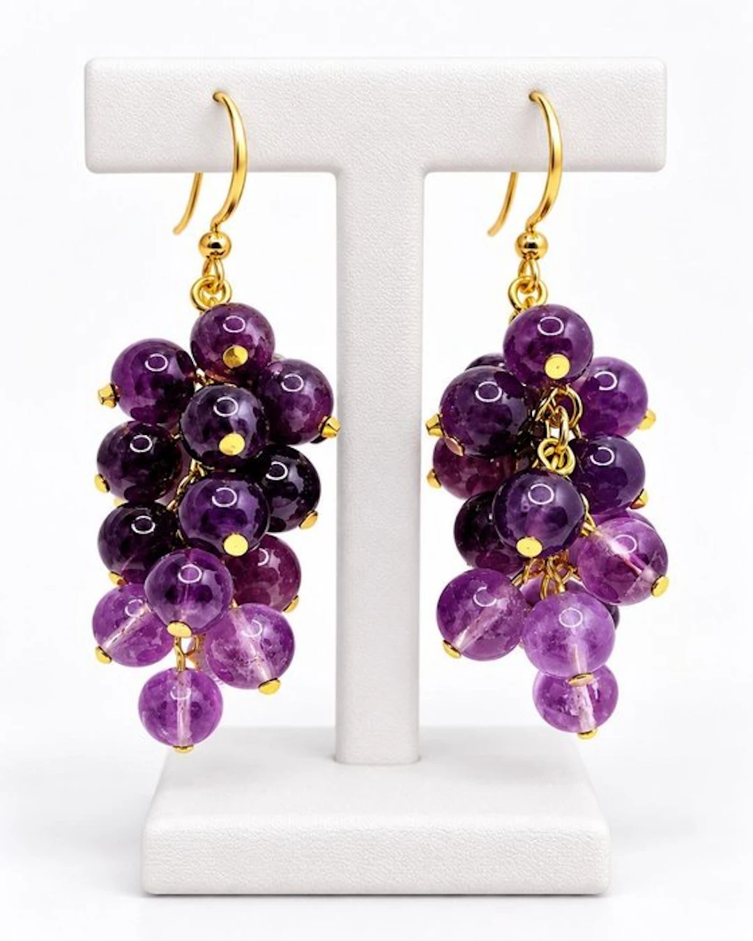 Grape Cluster Earrings in High-Quality Natural Amethyst - Earrings - Earrings