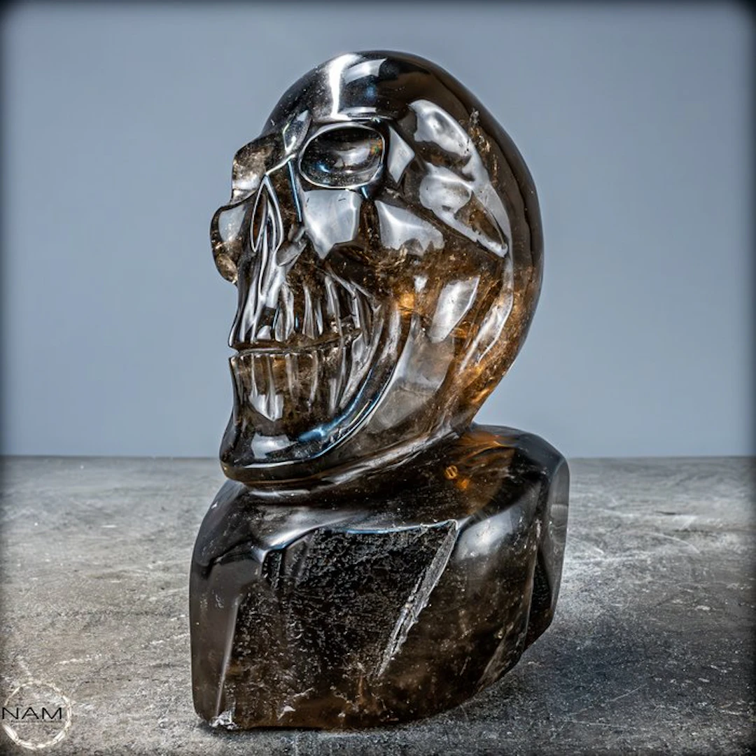 Rare Natural Transparent Smoky Quartz Crystal Skull- 2567.76 g