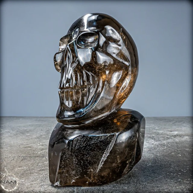 Rare Natural Transparent Smoky Quartz Crystal Skull- 2567.76 g