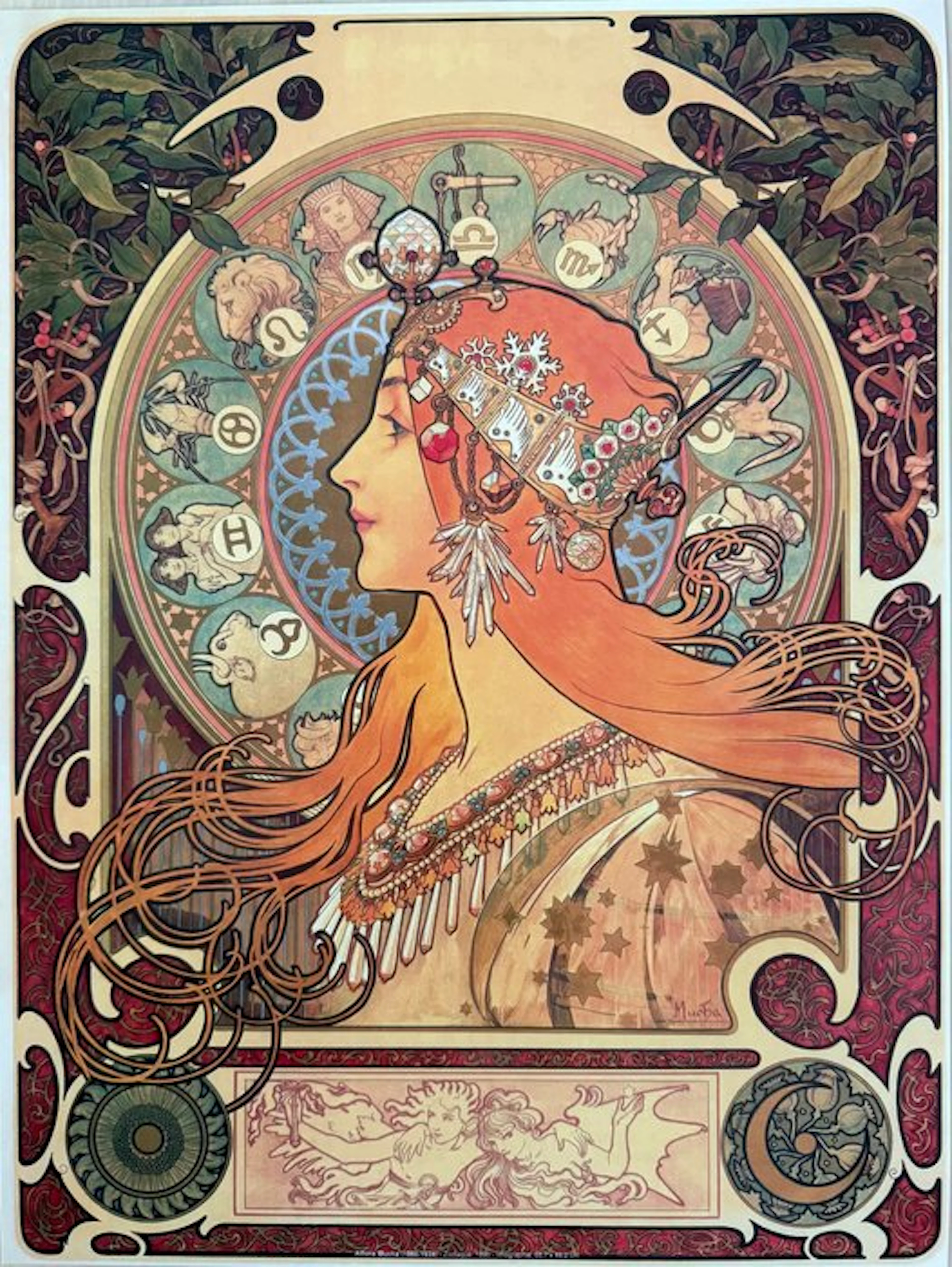 Marie Alphonse Mucha - “Zodiaque, 1896”. Gesigneerd in de plaat.
