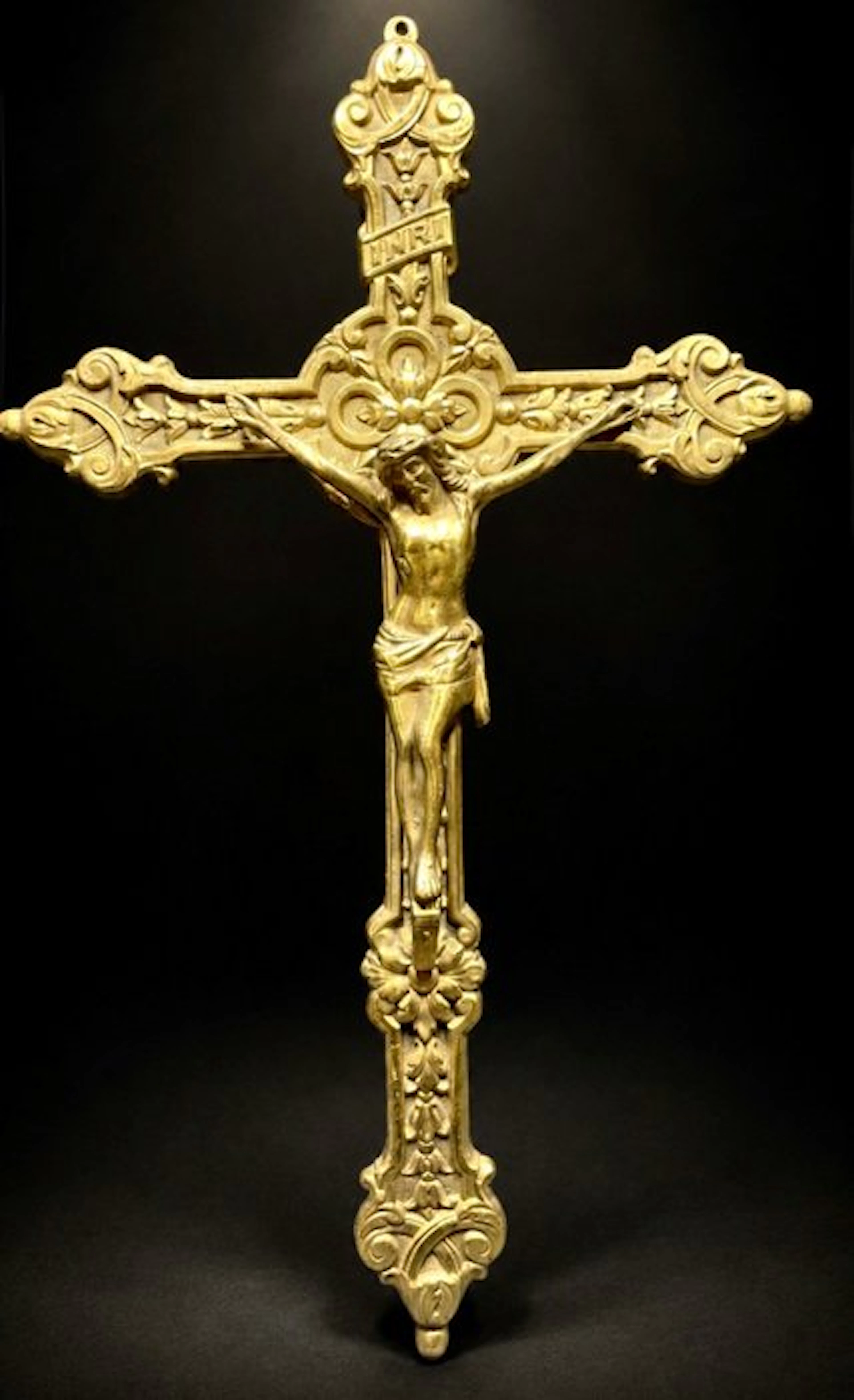 Antique gilded crucifix - 31 cm - Antique - Gilt brass - Early 20th century