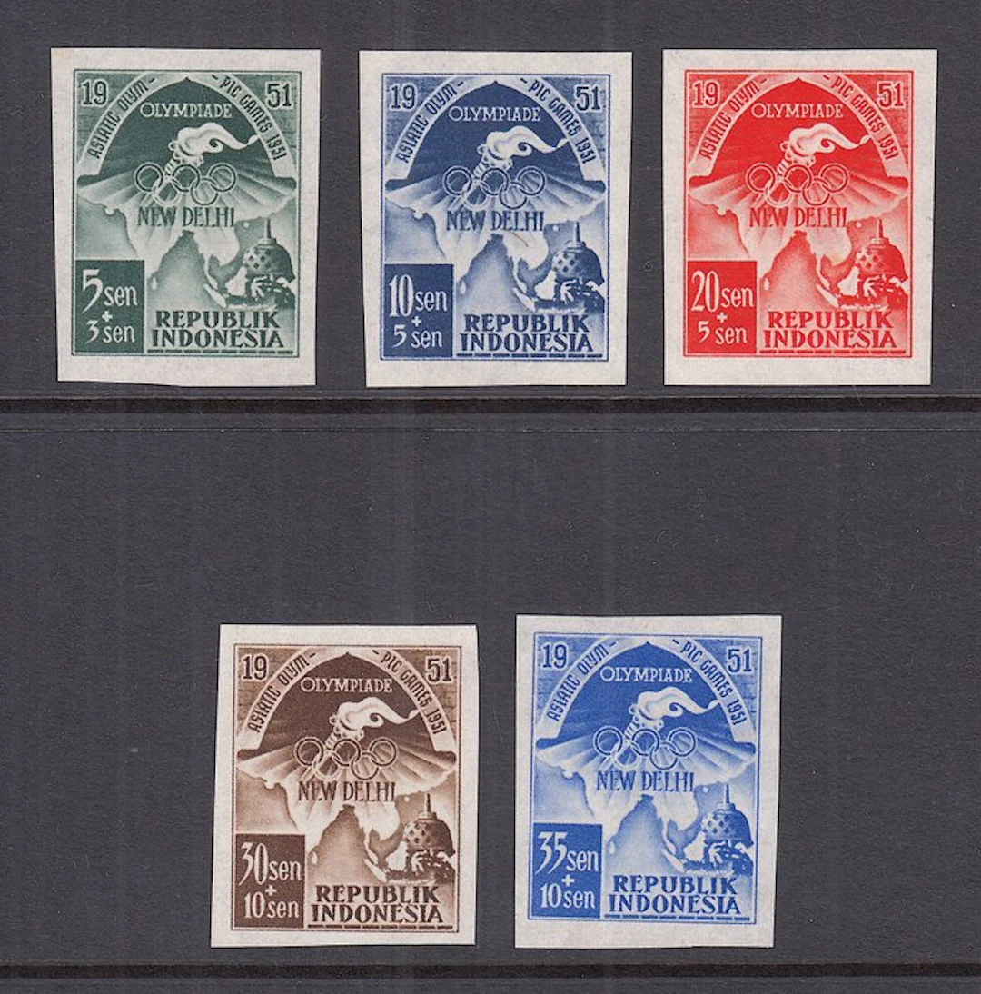 Indonesia 1951 - Asian Games, toothless trials - Zonnebloem 67A/71A