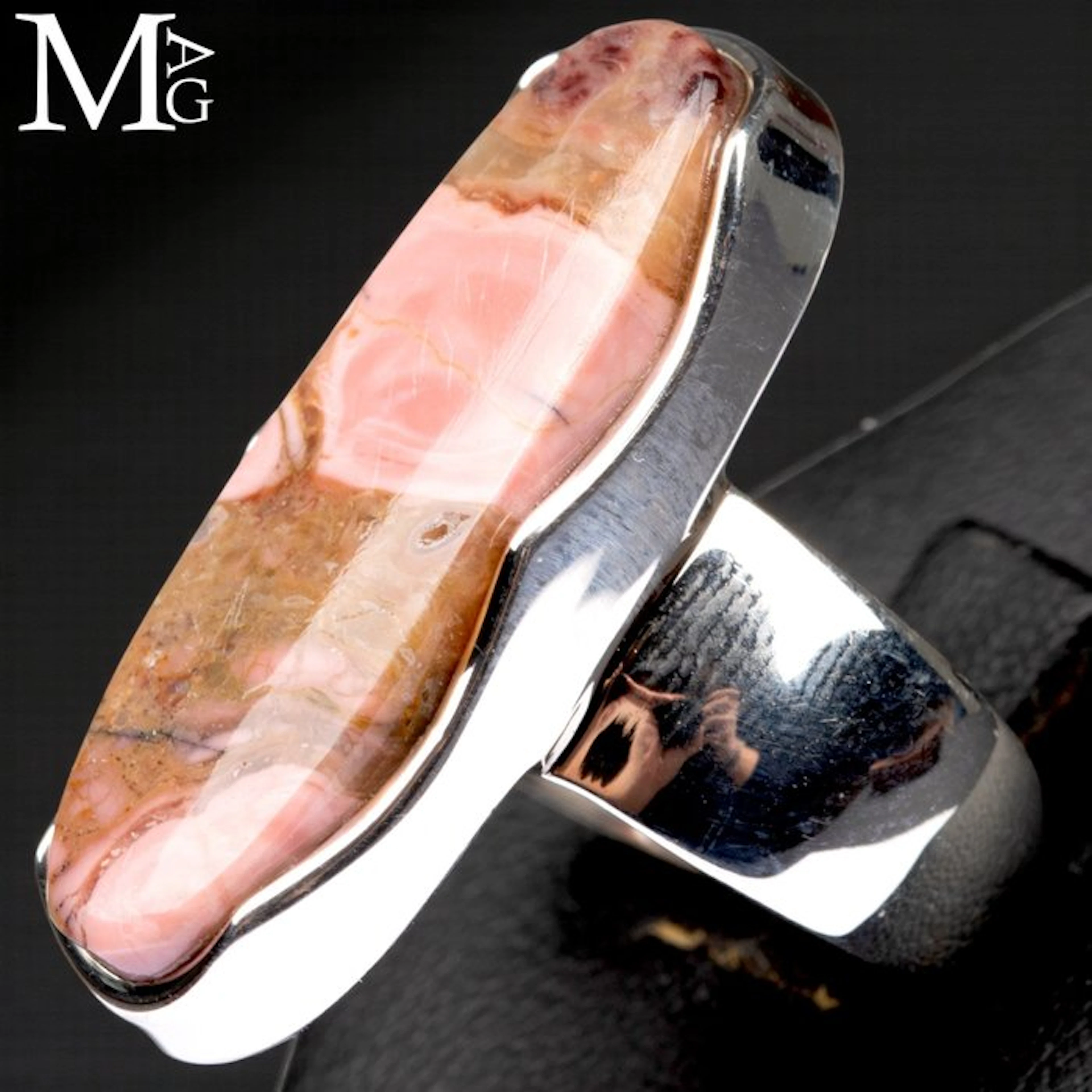 Rare Australian Mookaite Jasper in 925 Silver Ring...