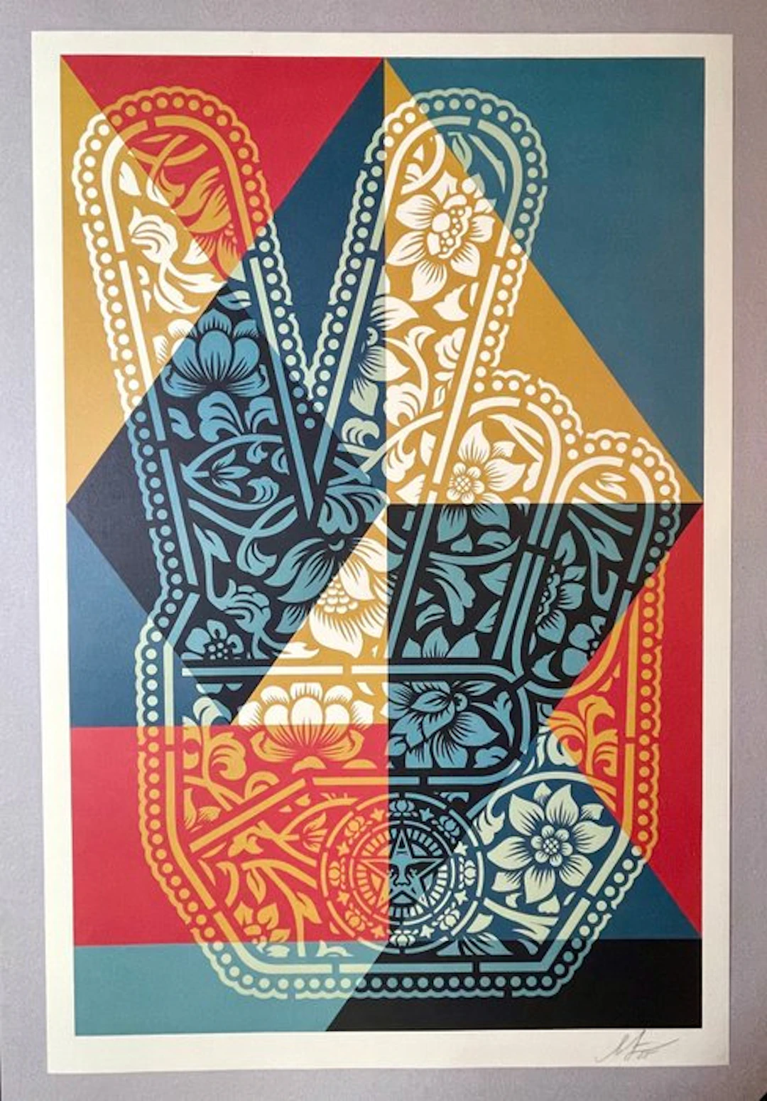 Shepard Fairey (OBEY) - "Peace Fingers" Signed Lithograph.