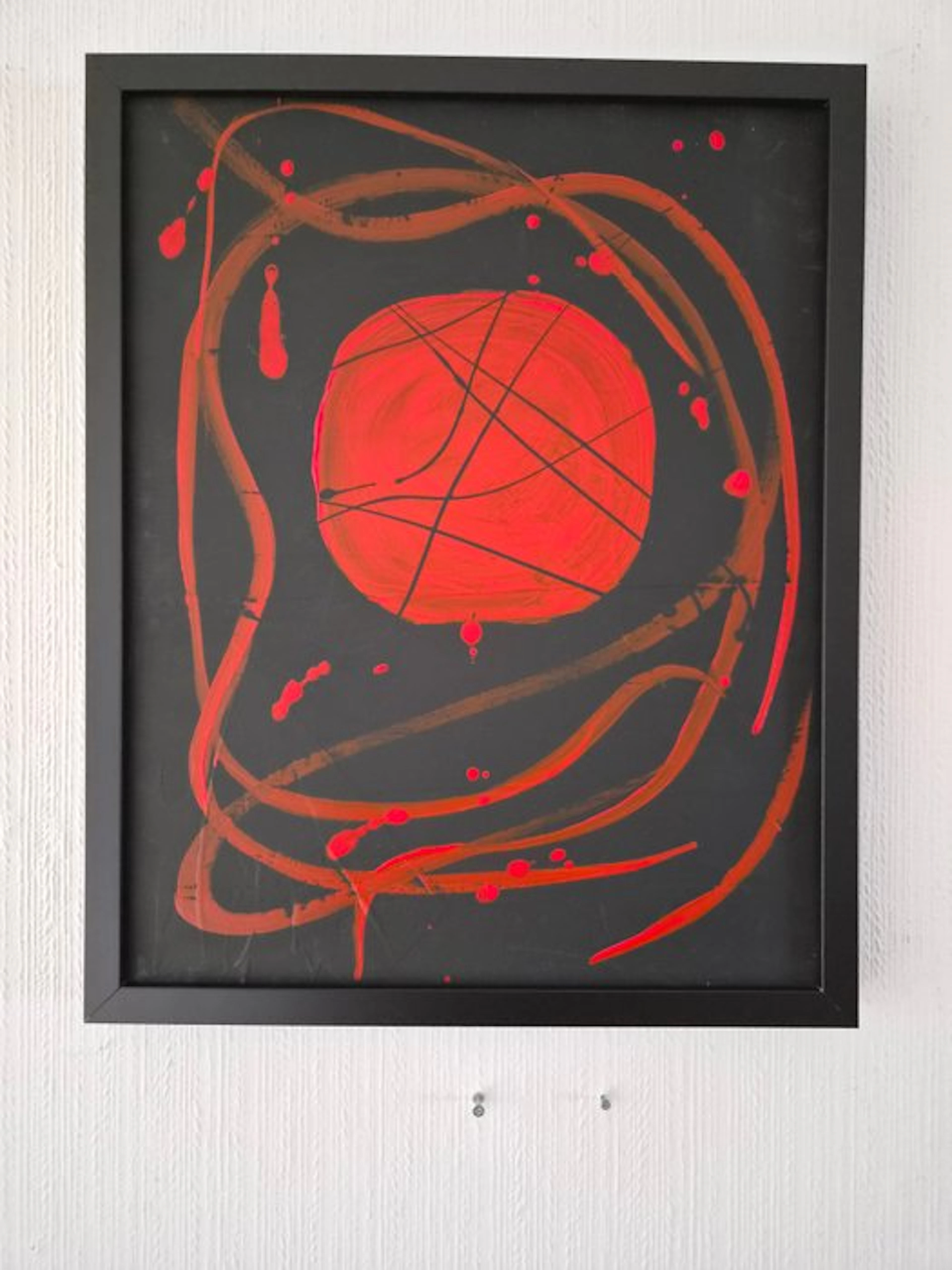 Liesens - Crimson Chaos (handpainted on canvas) met lijst gesigneerd