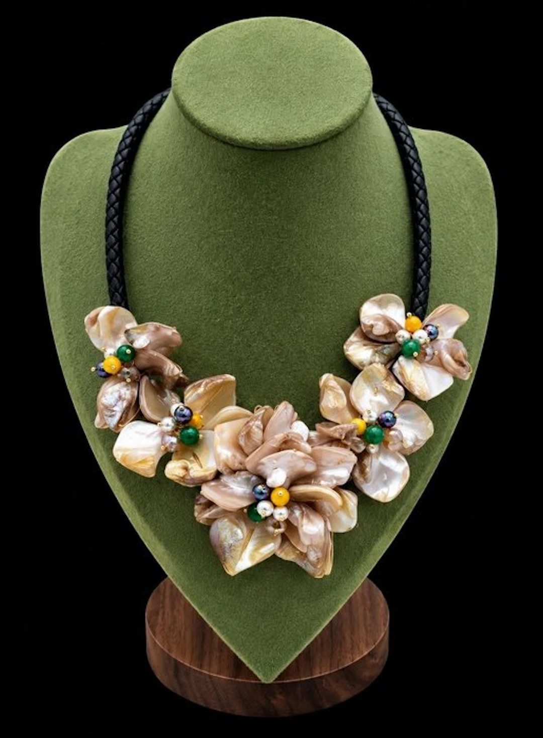 Floral Freshwater Baroque Pearl Necklace - Handcrafted Necklace - Necklace