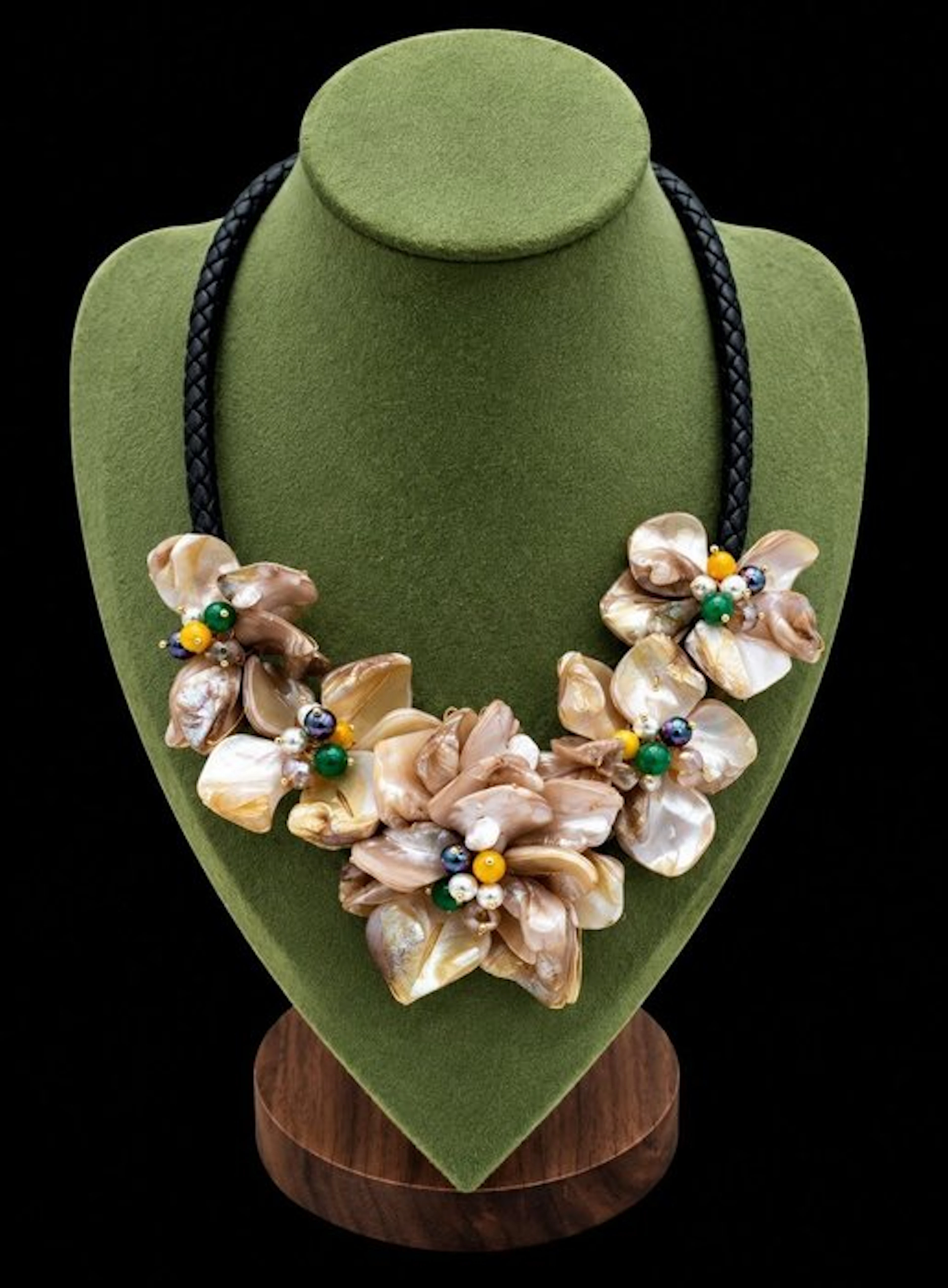 Floral Freshwater Baroque Pearl Necklace - Handcrafted Necklace - Necklace