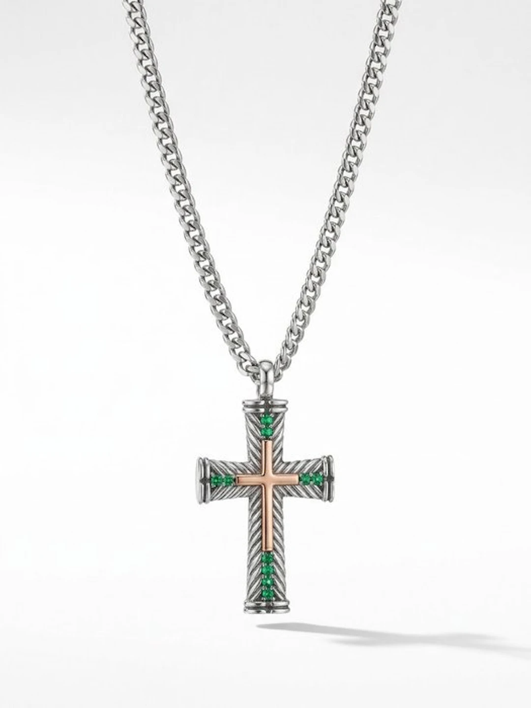Emerald - 18 kt. - Silver, Yellow gold - Necklace - Italian Manufacturing