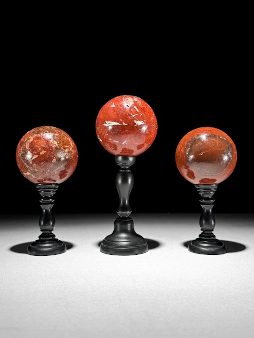 NO RESERVE PRICE - Wonderful set of 3 Red Jasper- Spheres...