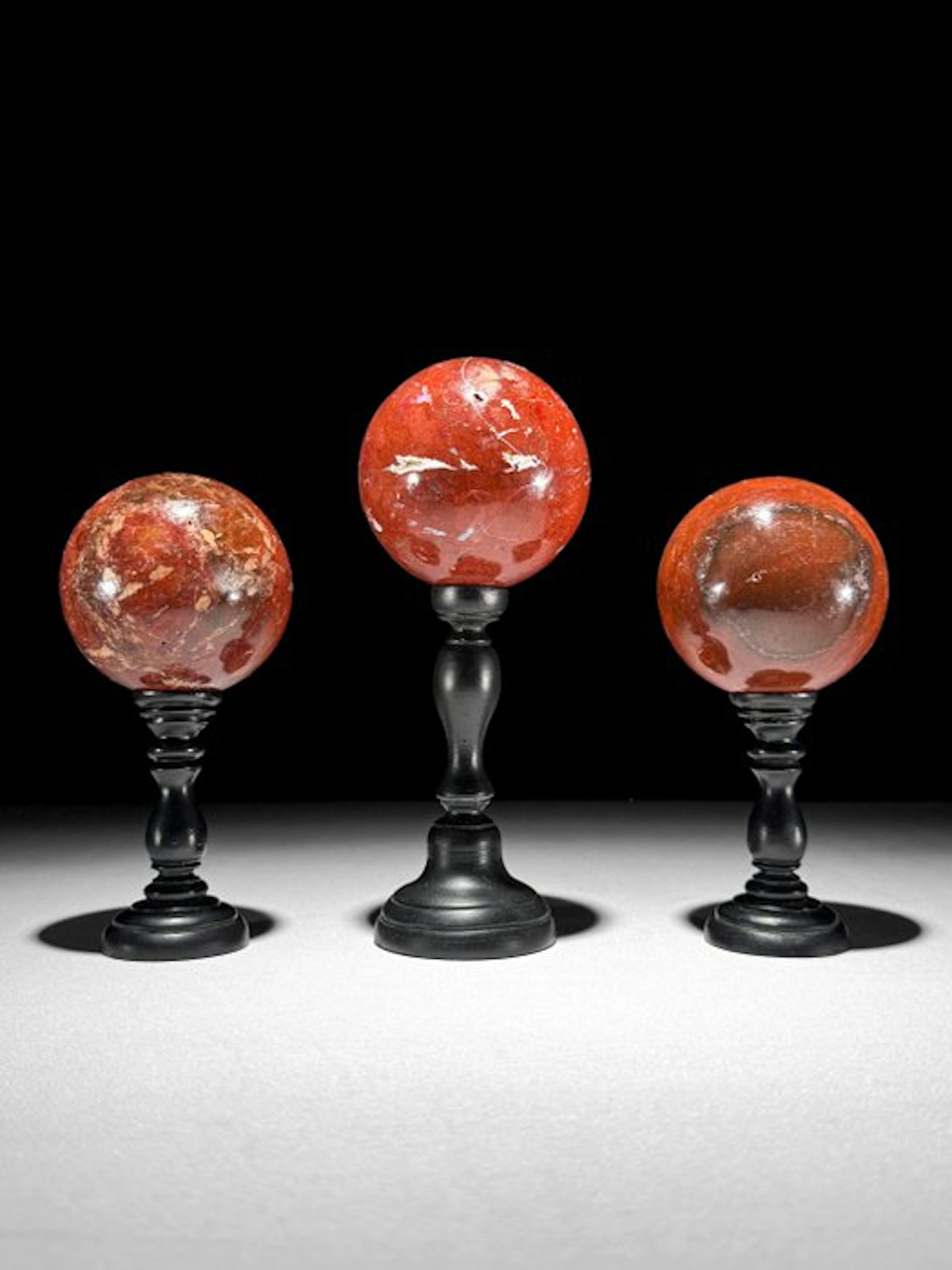 NO RESERVE PRICE - Wonderful set of 3 Red Jasper- Spheres...