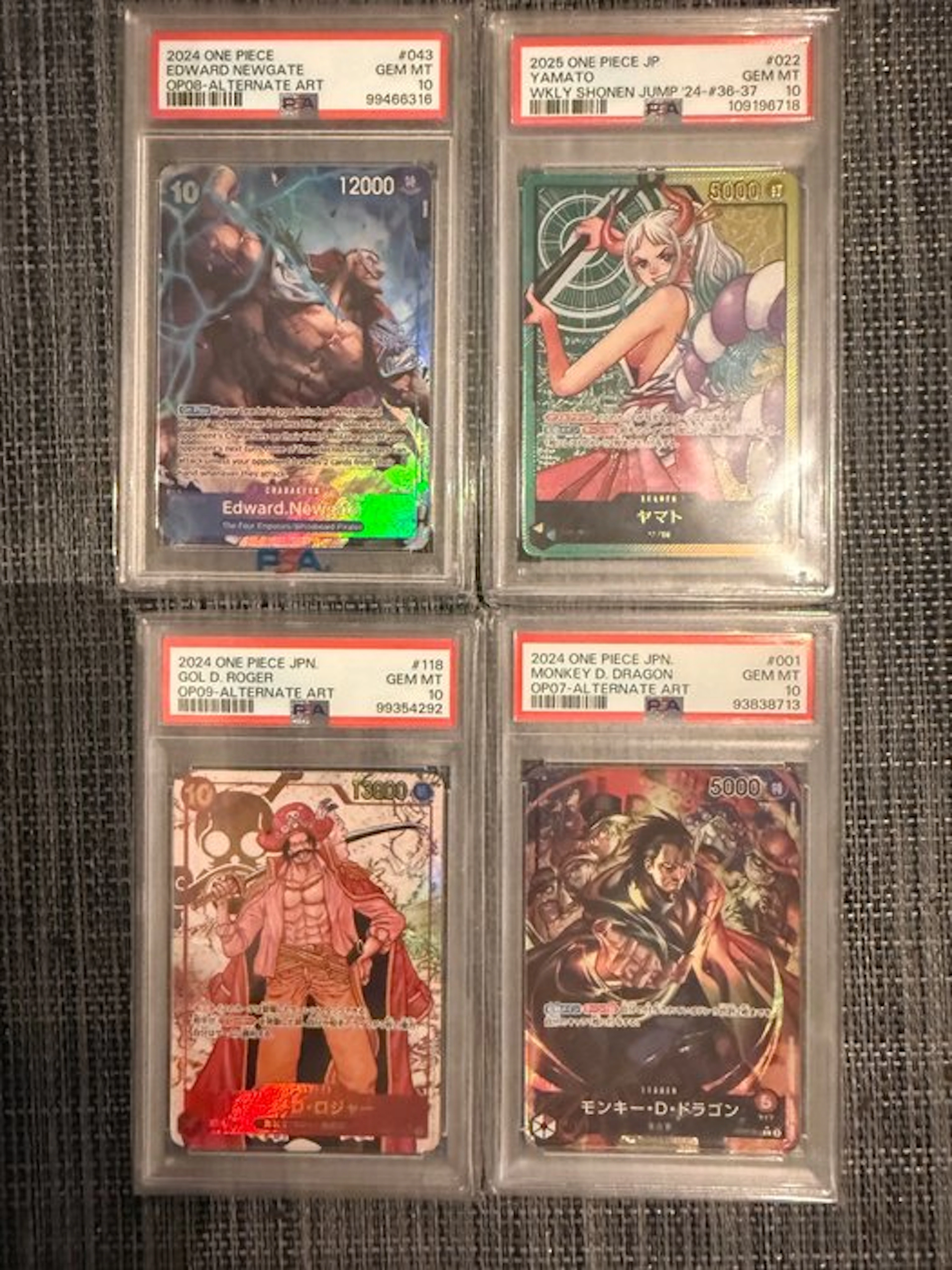 Bandai - 4 Graded card - One Piece - GOL D. ROGER Alternate art, Foil - PSA 10