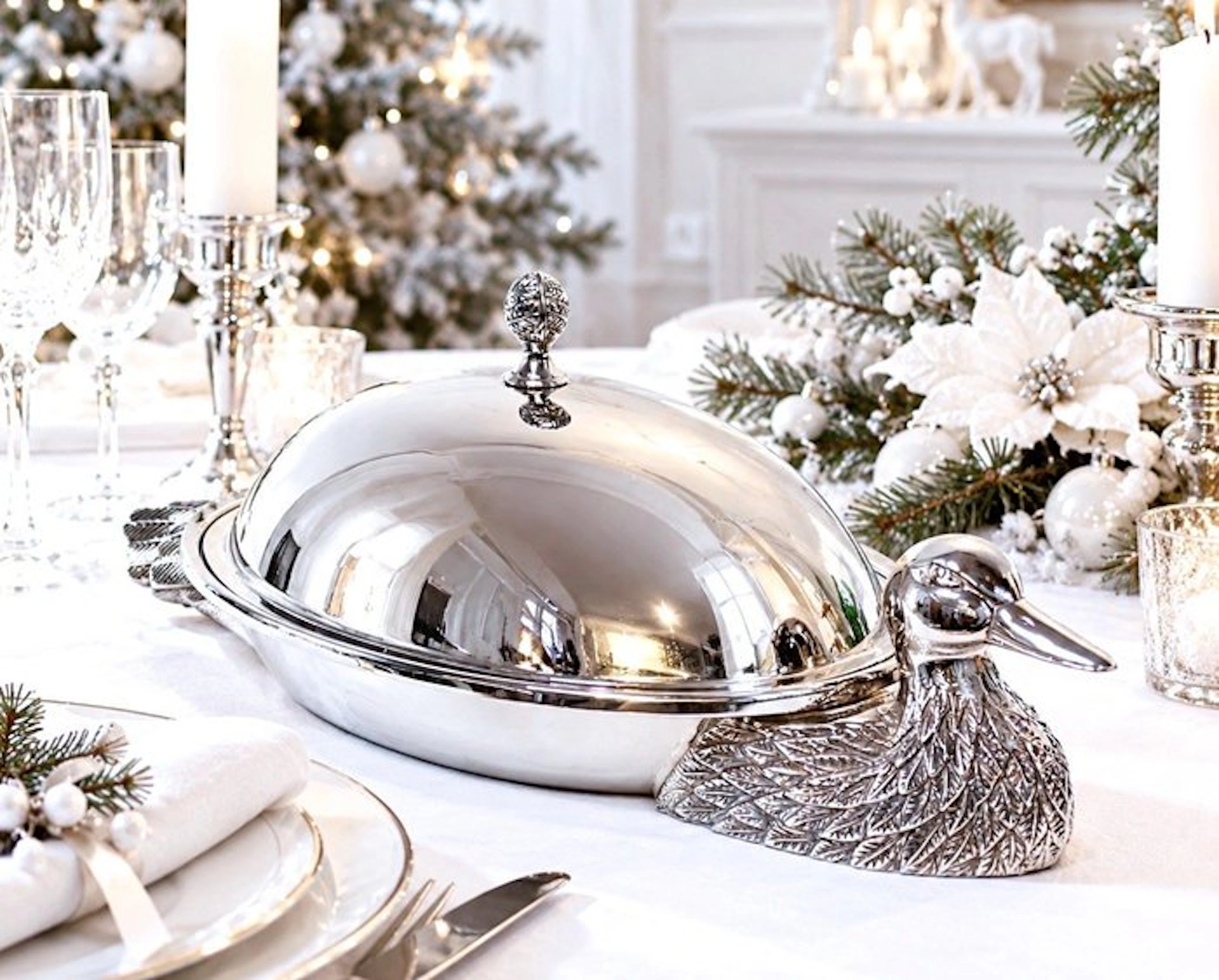 Serving dish - Silverplated - Duck, serving dish