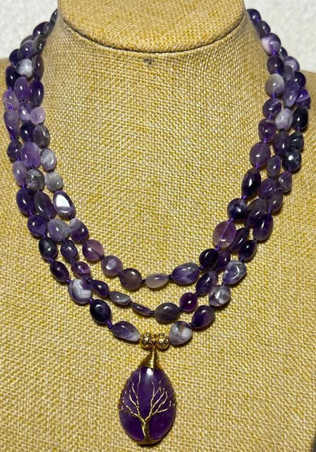 Brazilian amethyst with amethyst and Tree of Life