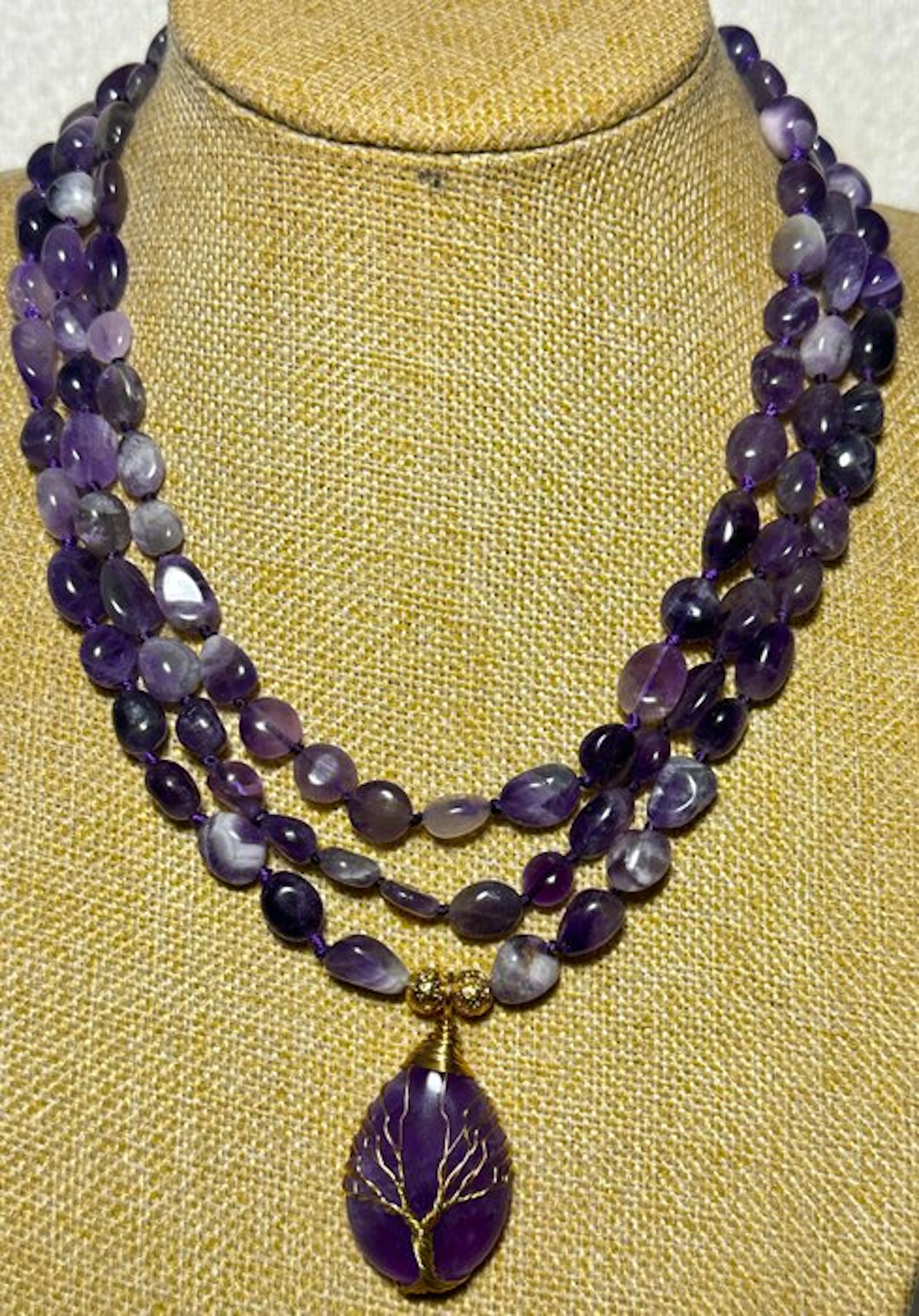 Brazilian amethyst with amethyst and Tree of Life