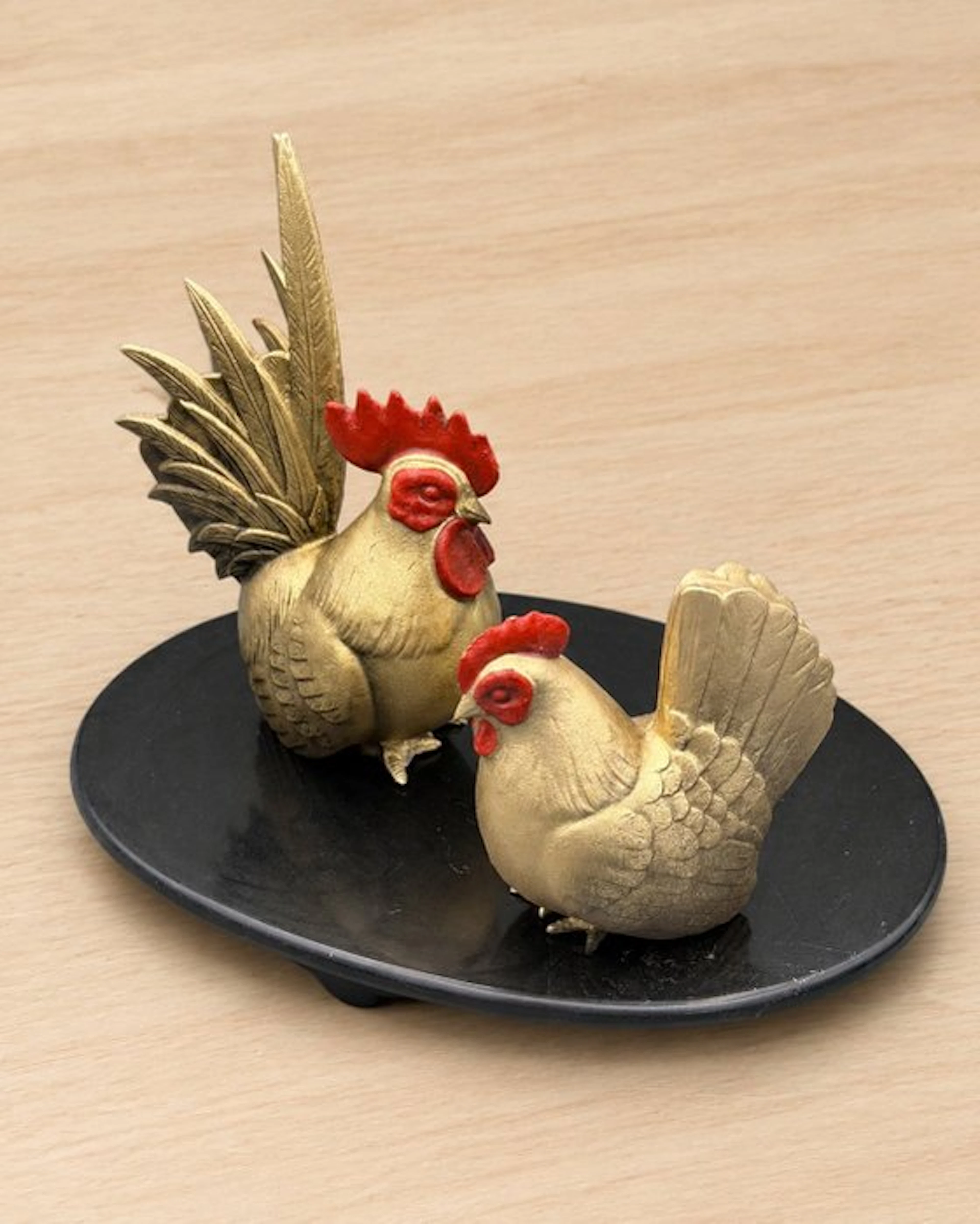 Decorative ornament (2) - chicken - Japan - Rooster and hen figurines
